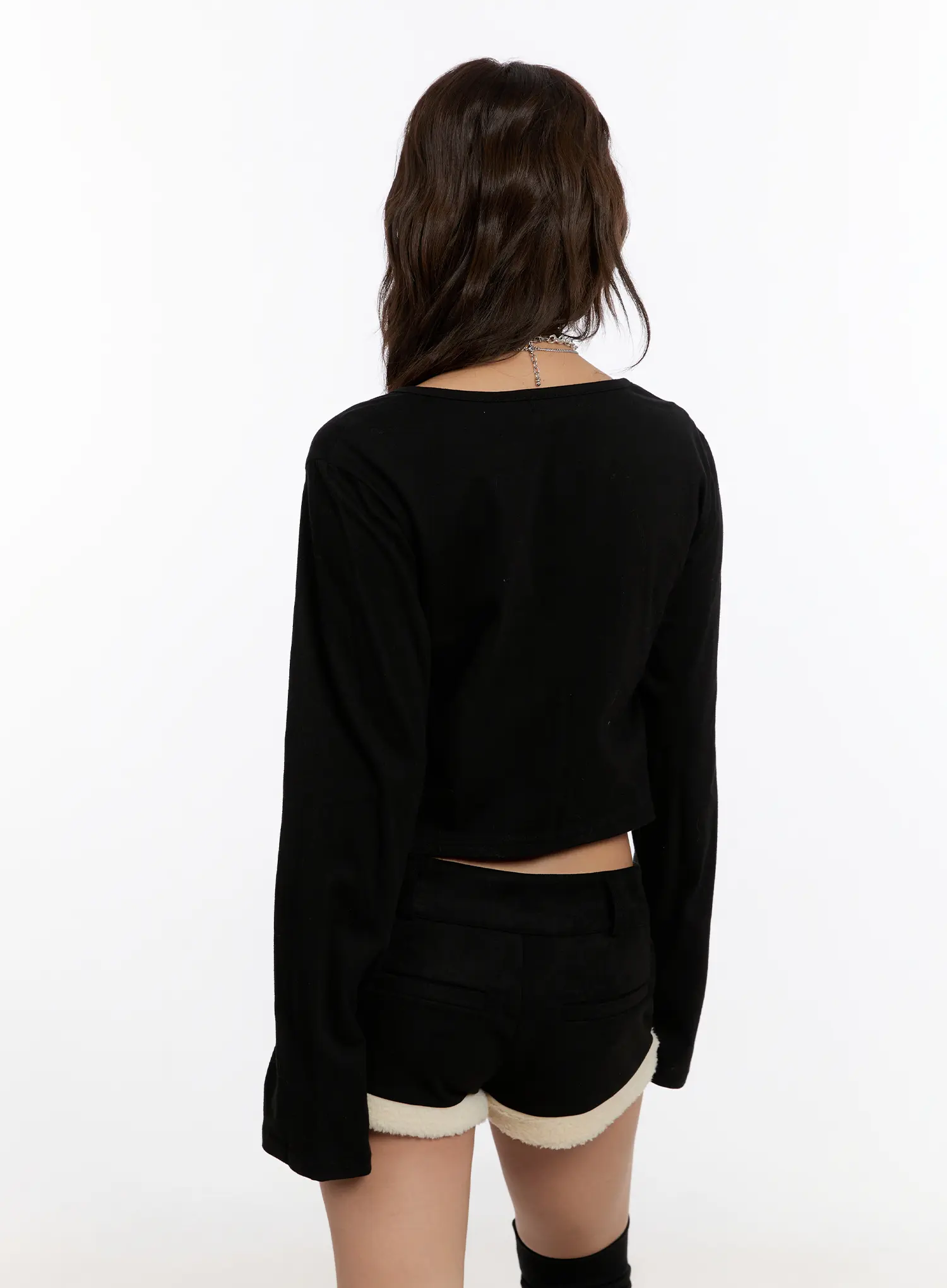 Basic Cropped Long Sleeve Top CN527 - Image 7