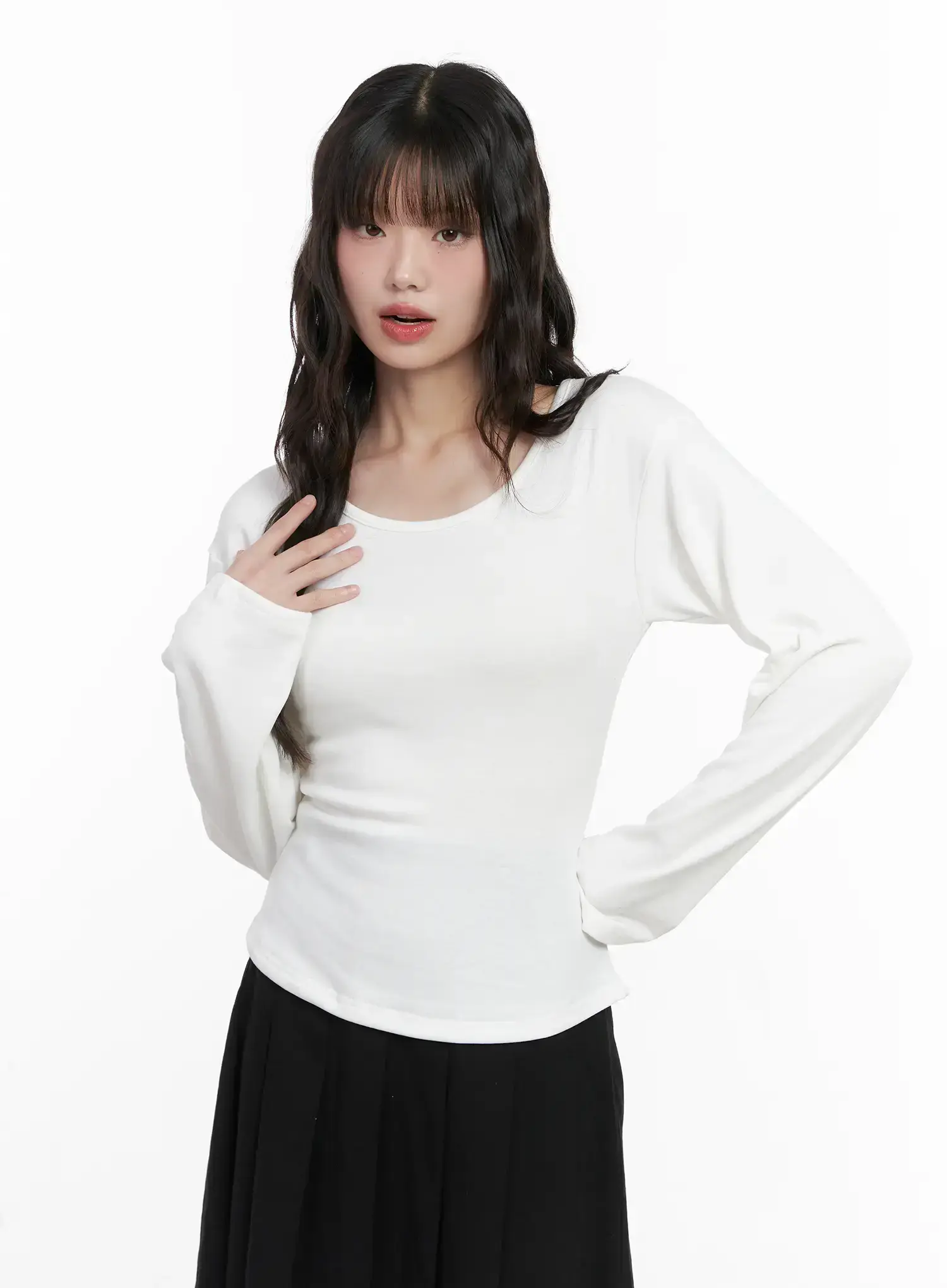 Basic Fleece-Lined Long Sleeve Tee CN511 - Image 10