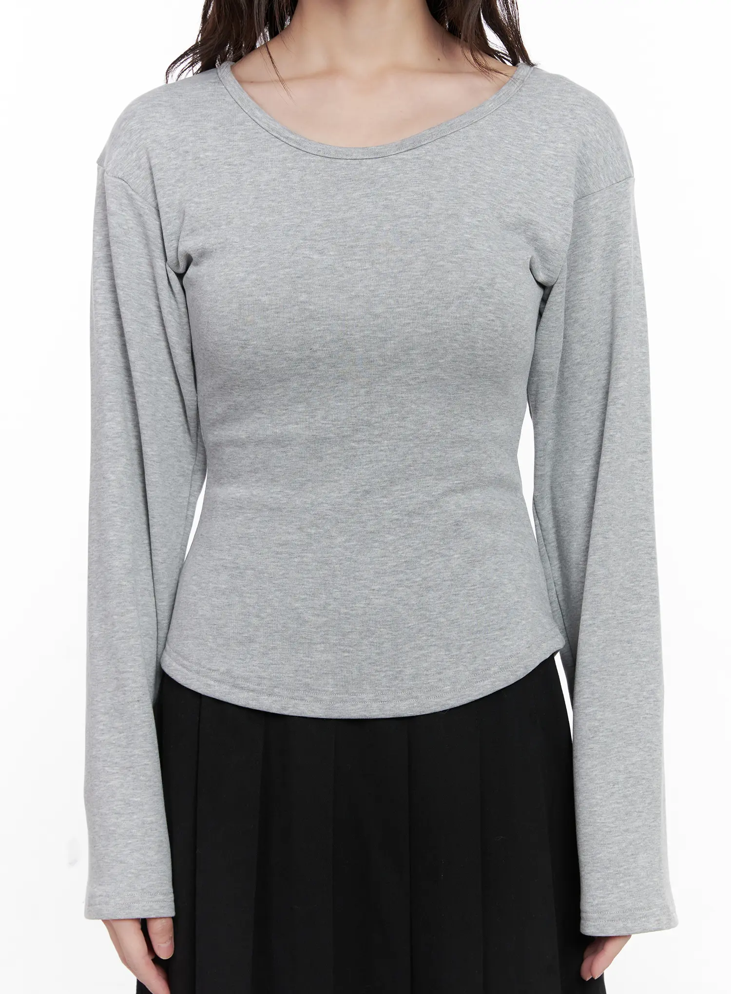 Basic Fleece-Lined Long Sleeve Tee CN511 - Image 4