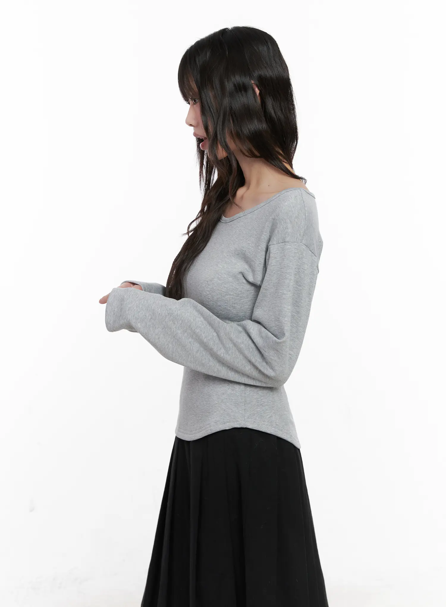 Basic Fleece-Lined Long Sleeve Tee CN511 - Image 6