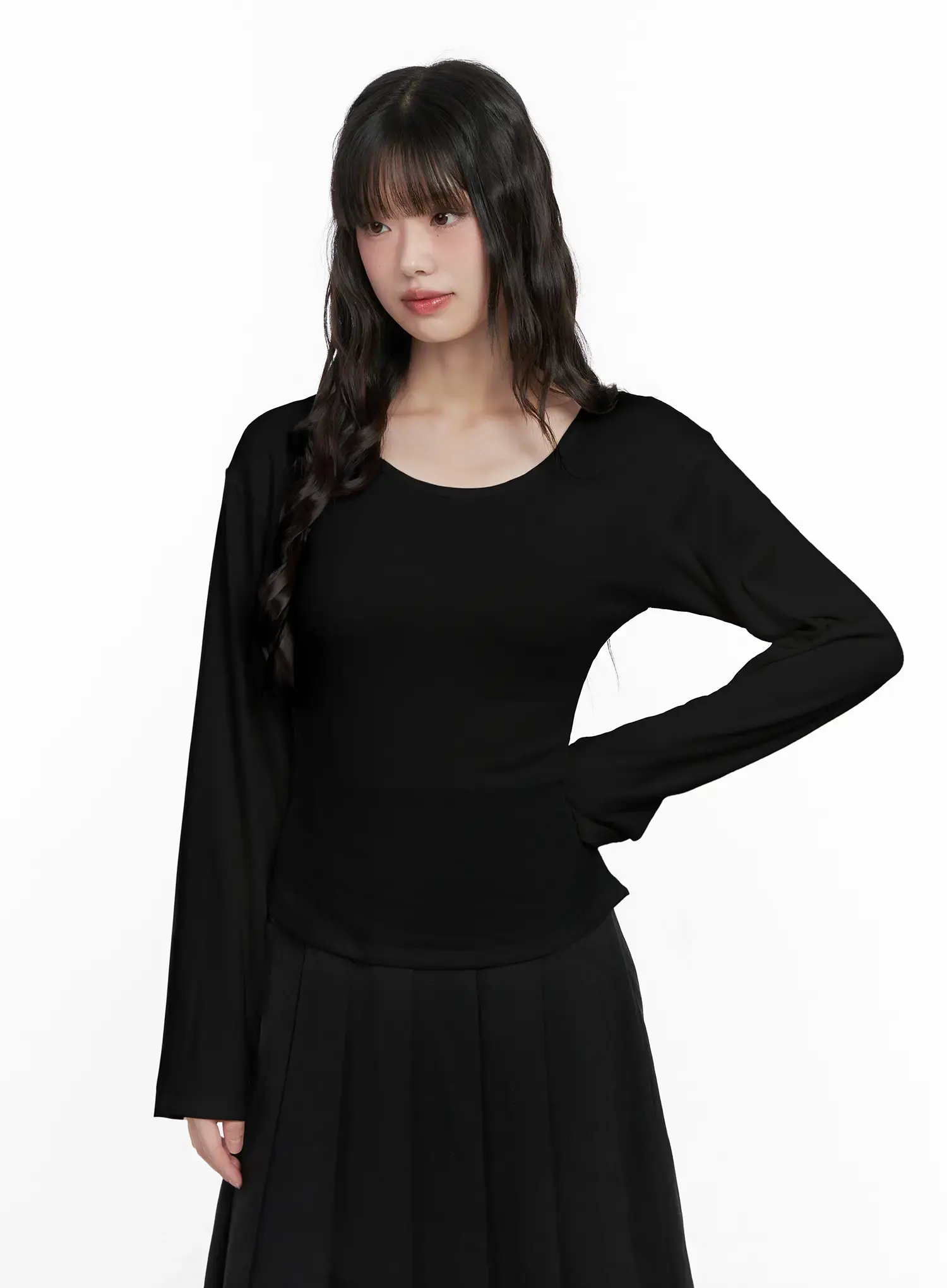 Basic Fleece-Lined Long Sleeve Tee CN511 - Image 9