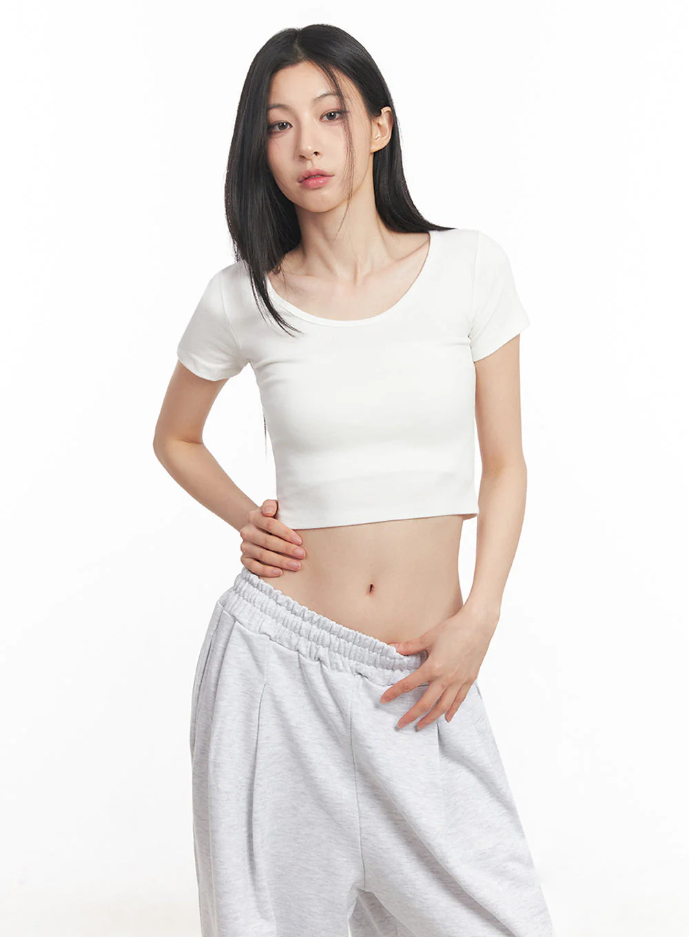 Basic Lounge Crop Tee IY516 - Image 13