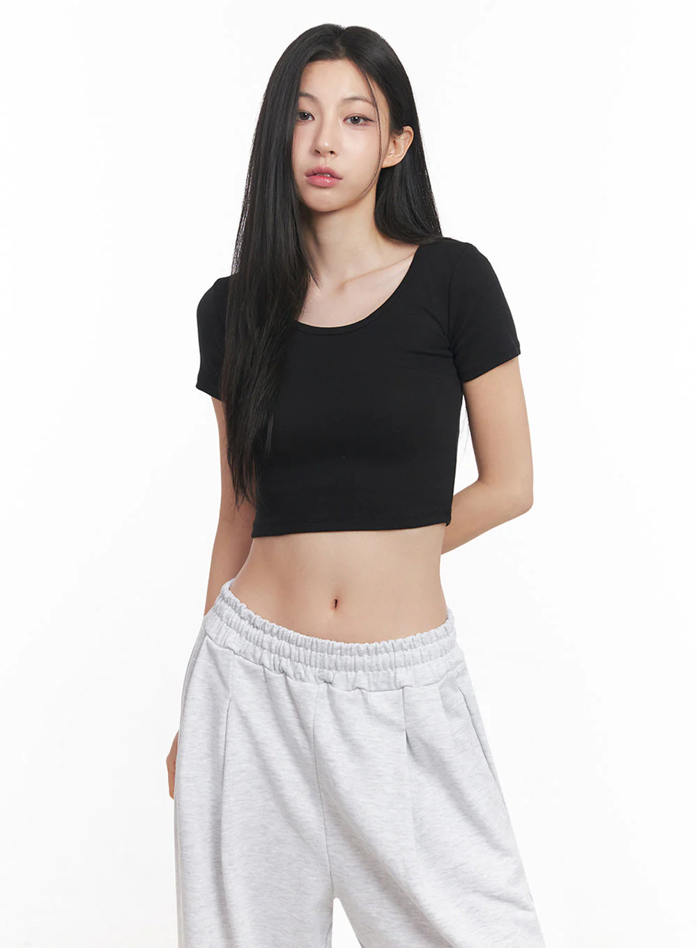 Basic Lounge Crop Tee IY516 - Image 15