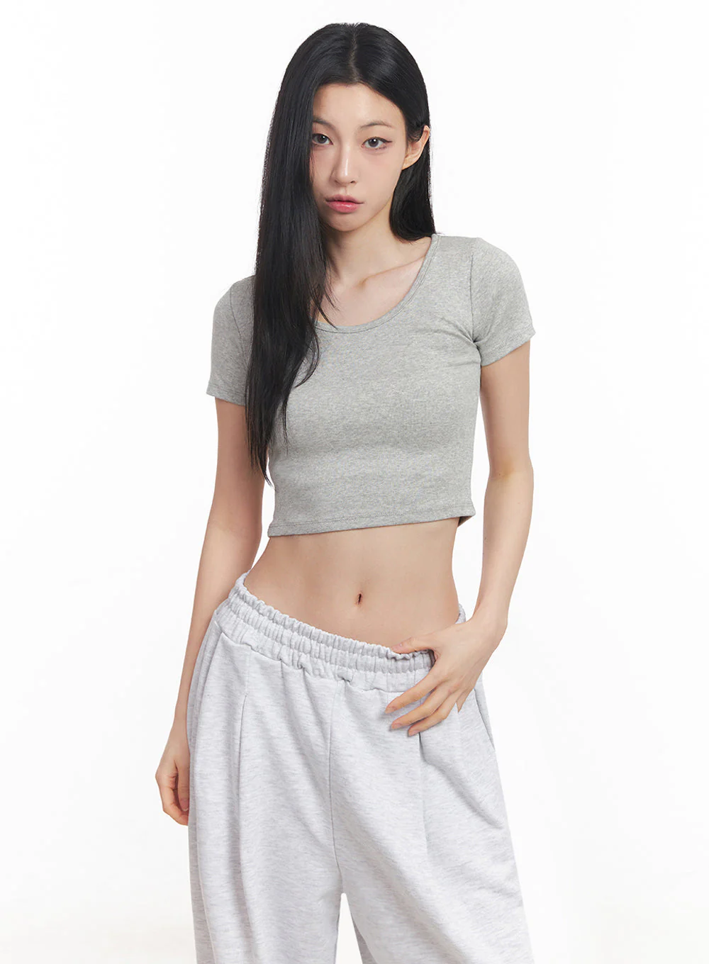Basic Lounge Crop Tee IY516 - Image 6