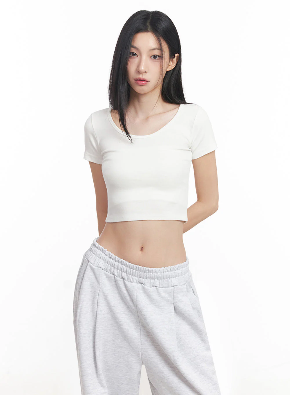 Basic Lounge Crop Tee IY516 - Image 7