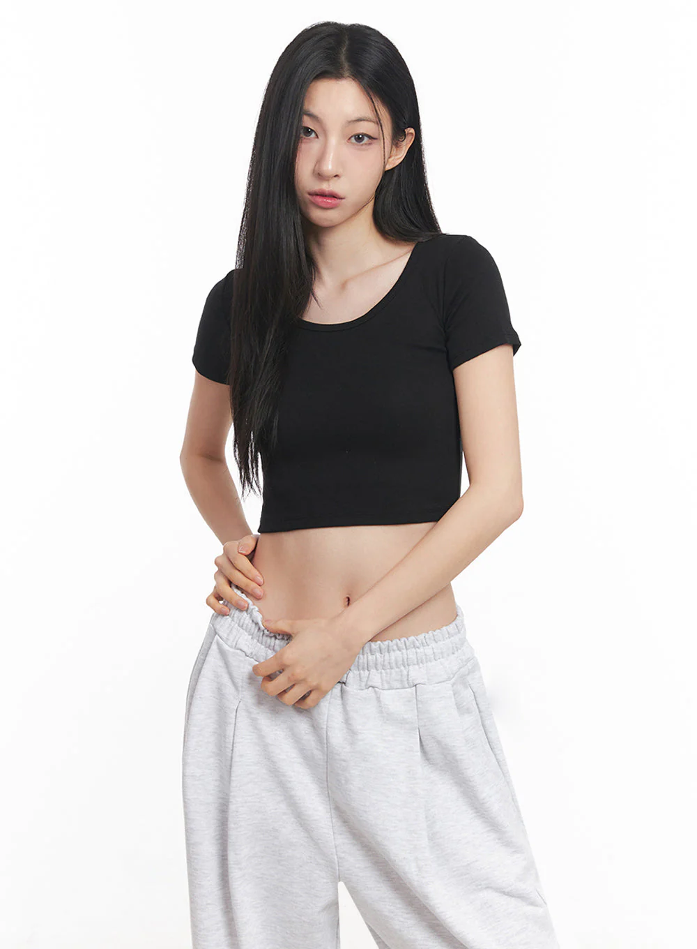 Basic Lounge Crop Tee IY516 - Image 9