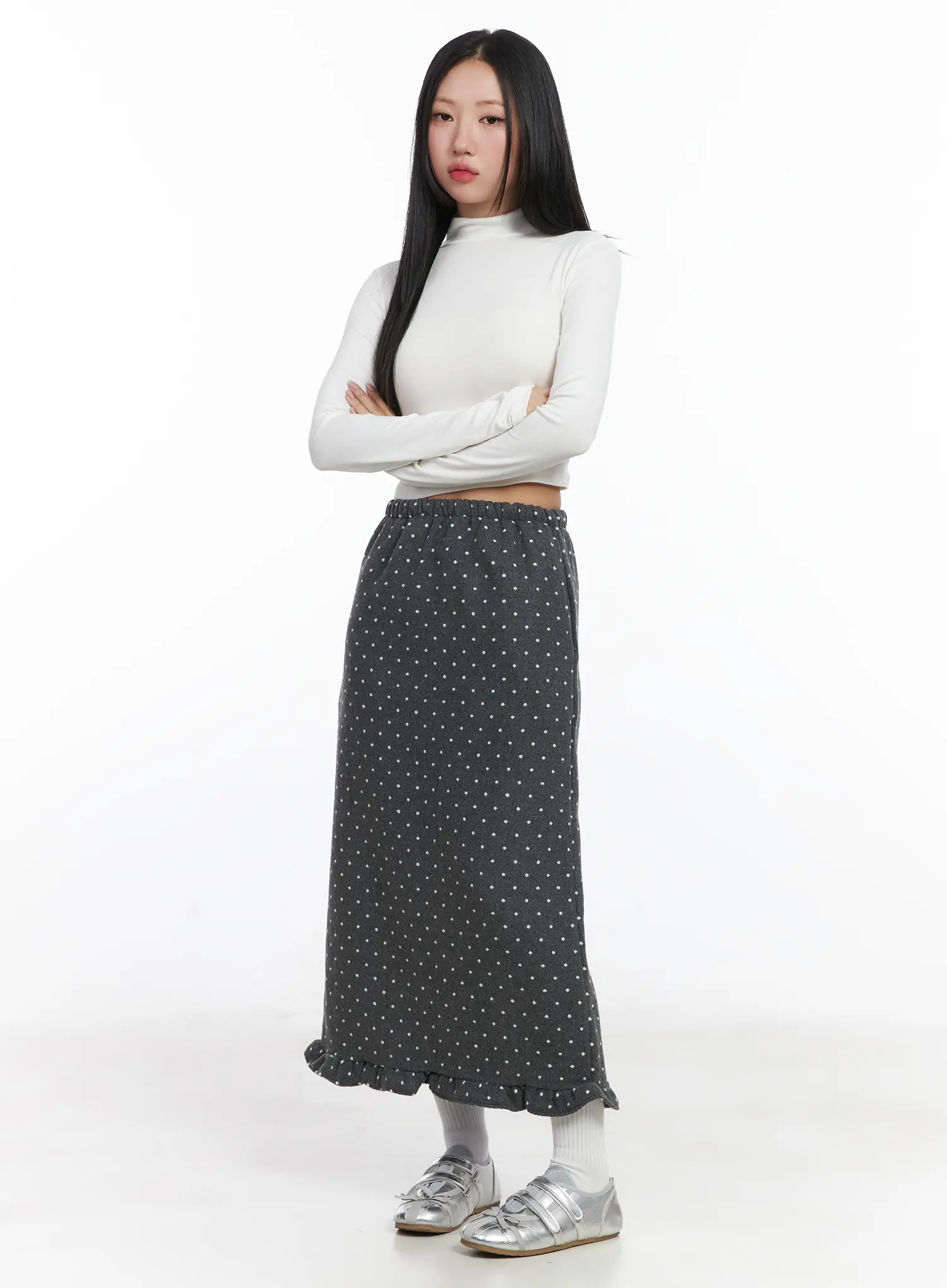 Basic Mock Neck Long Sleeve Crop Top CD529 - Image 3