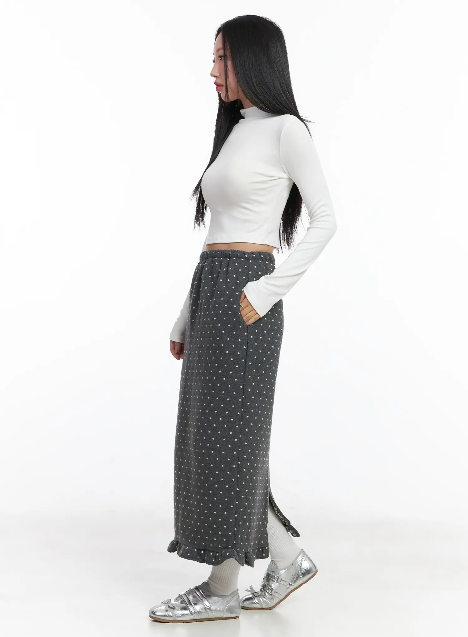 Basic Mock Neck Long Sleeve Crop Top CD529 - Image 4