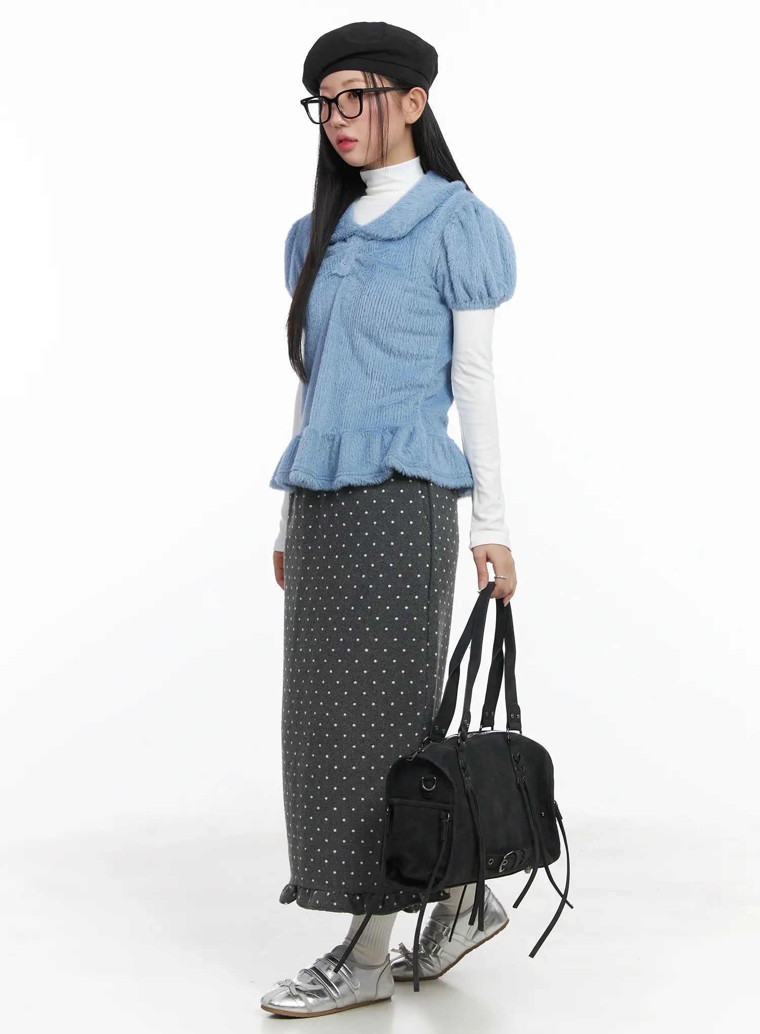Basic Mock Neck Long Sleeve Crop Top CD529 - Image 7