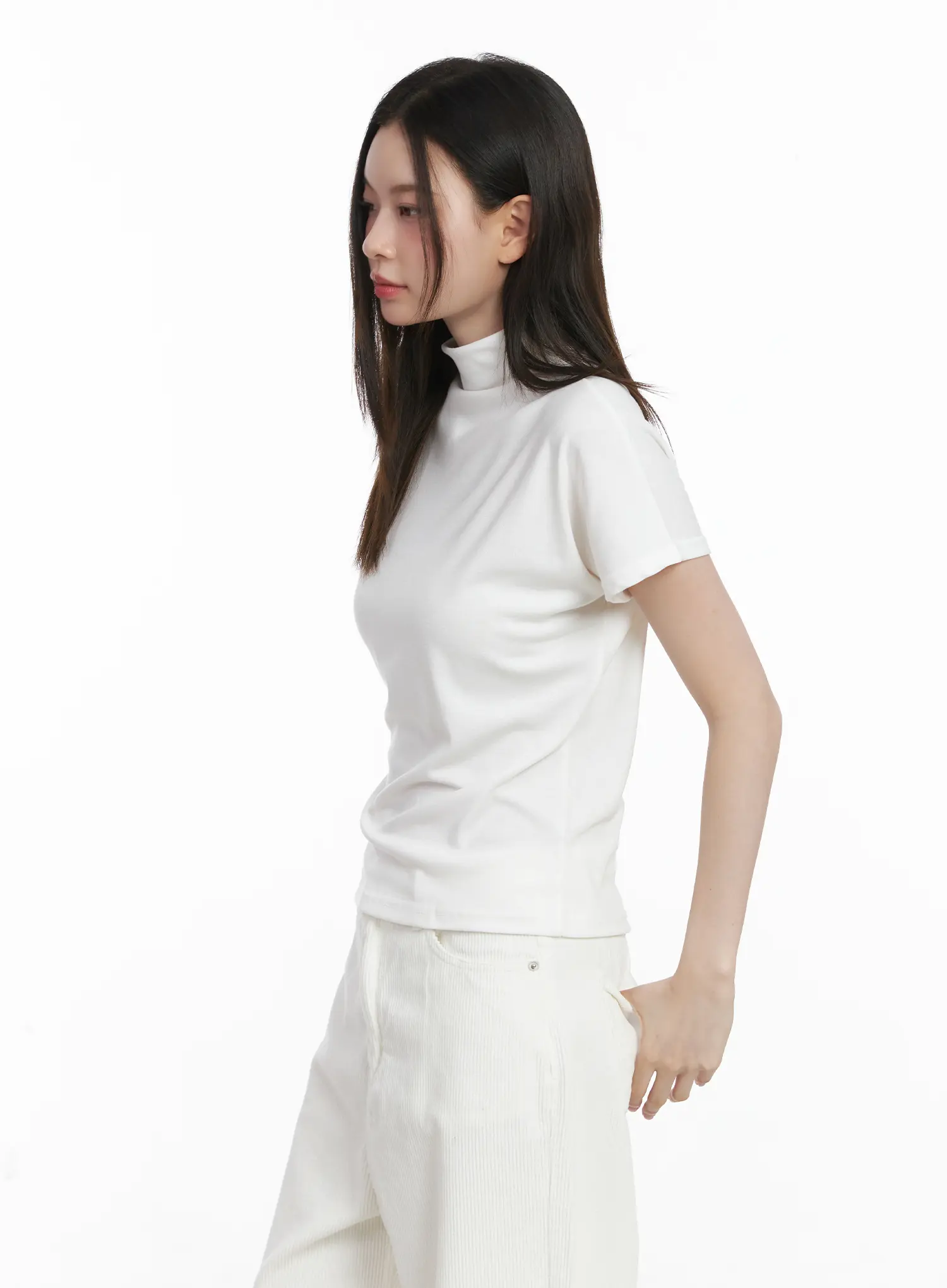Basic Mock Neck Short Sleeve Top CJ507 - Image 6