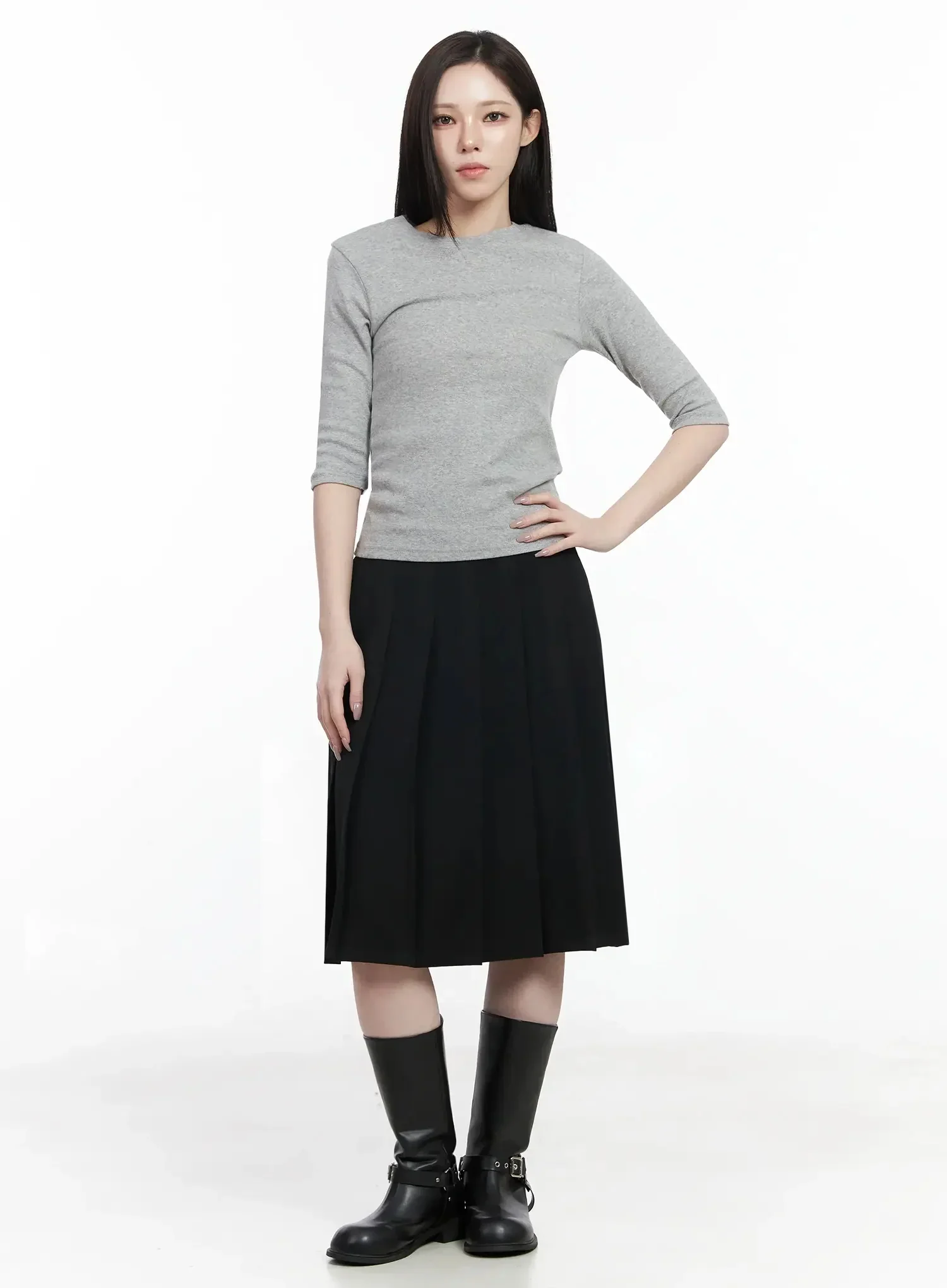 Basic Pleated Midi Skirt IF502 - Image 6
