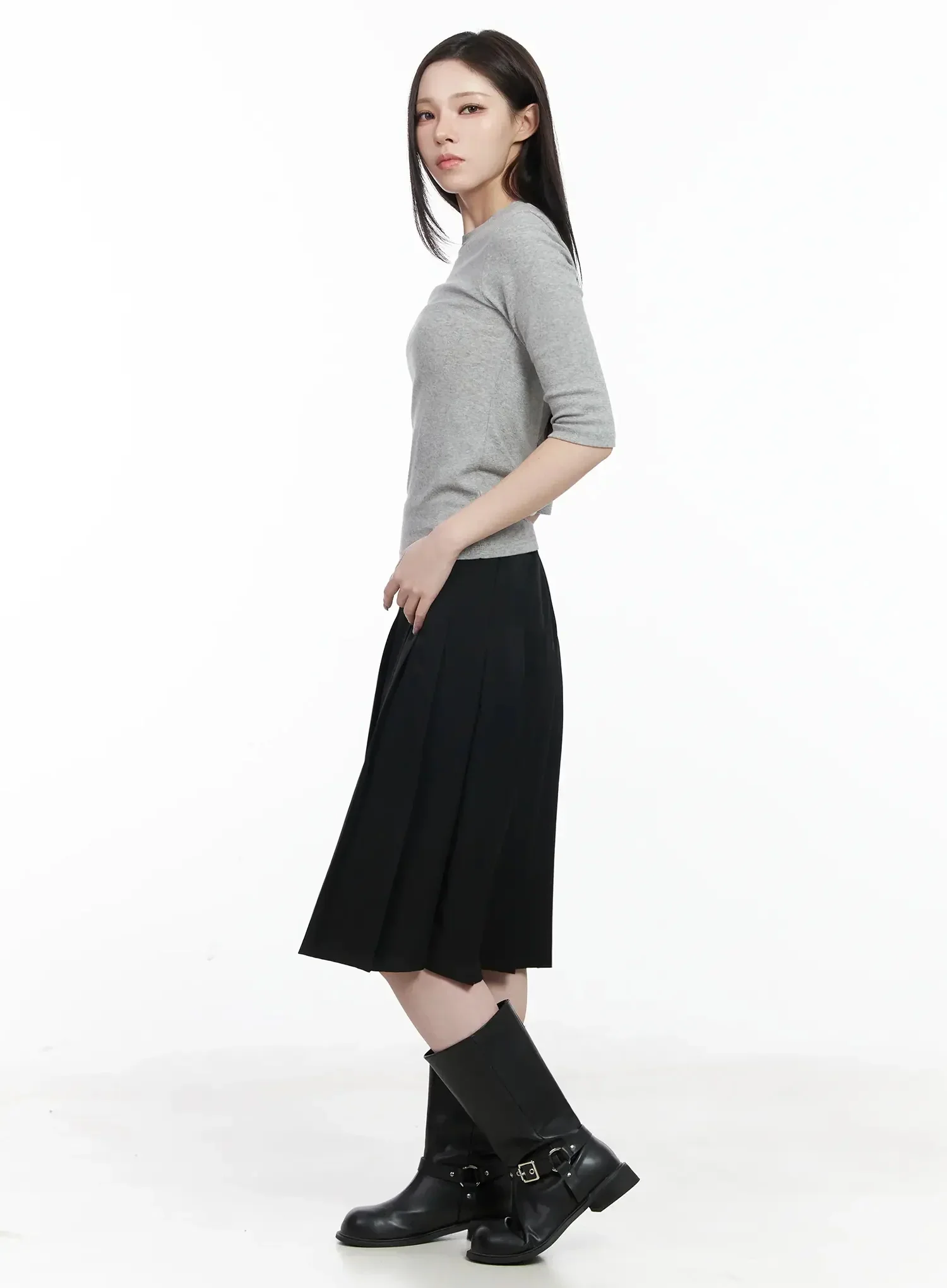 Basic Pleated Midi Skirt IF502 - Image 7