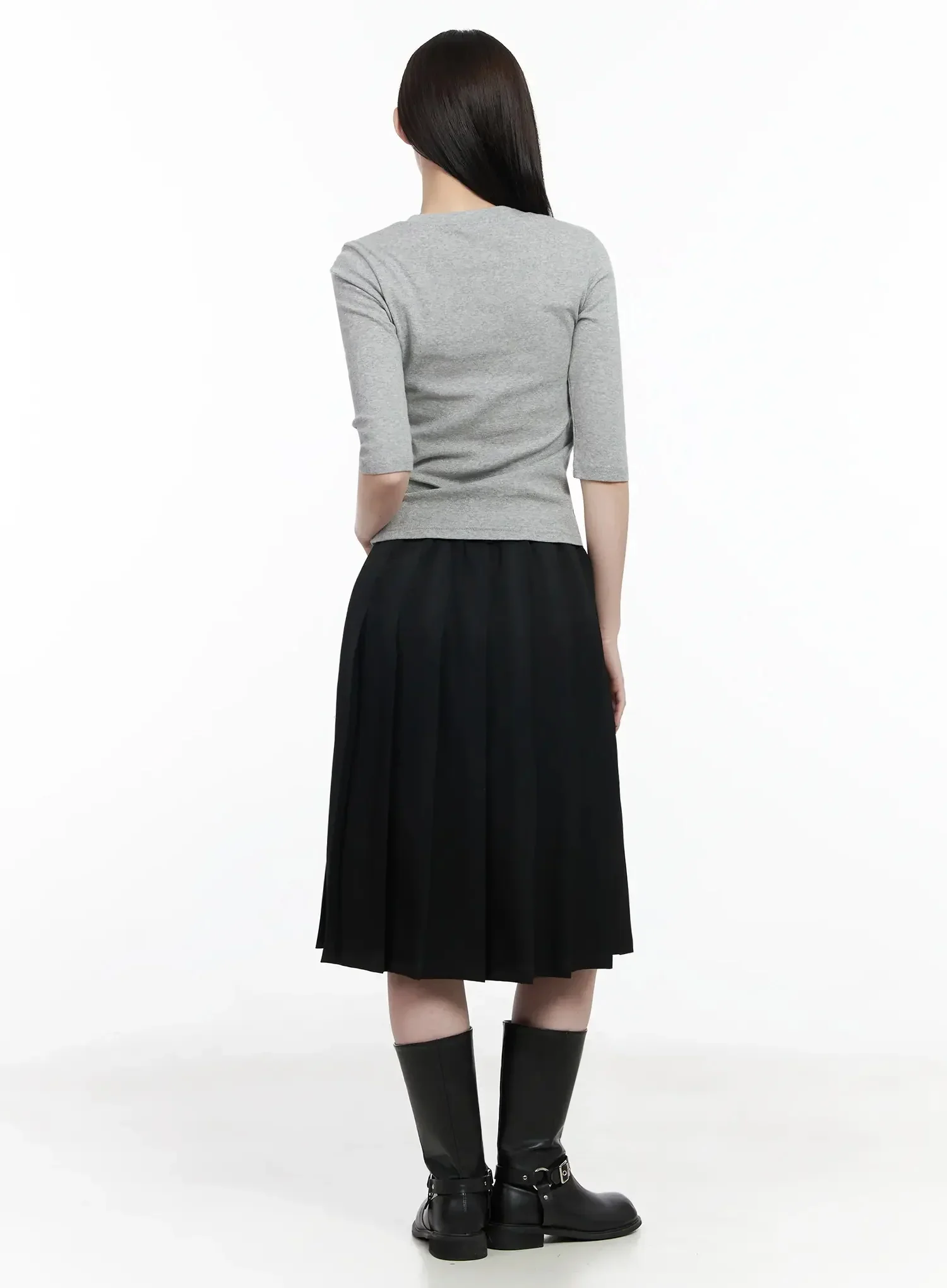 Basic Pleated Midi Skirt IF502 - Image 8