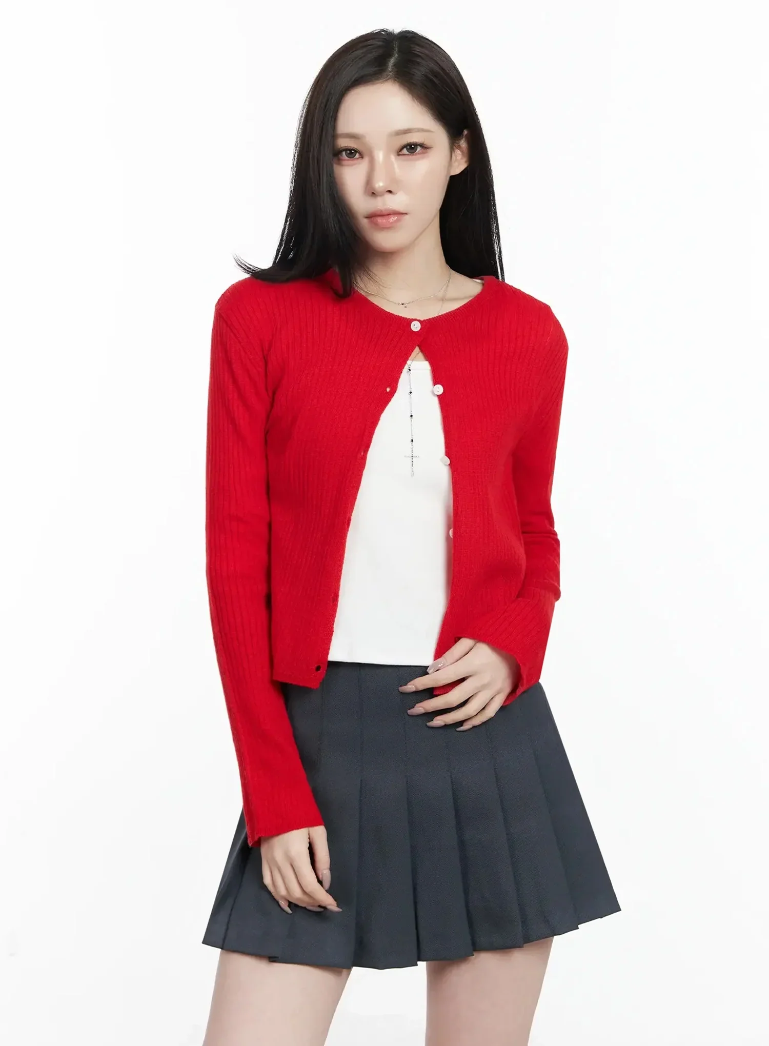 Basic Ribbed Cardigan IJ528 - Image 13