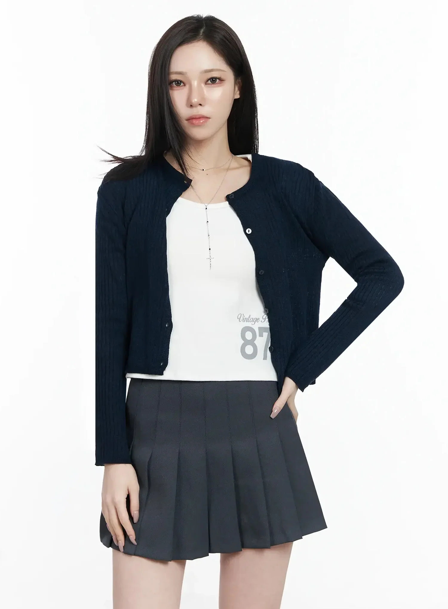 Basic Ribbed Cardigan IJ528 - Image 14