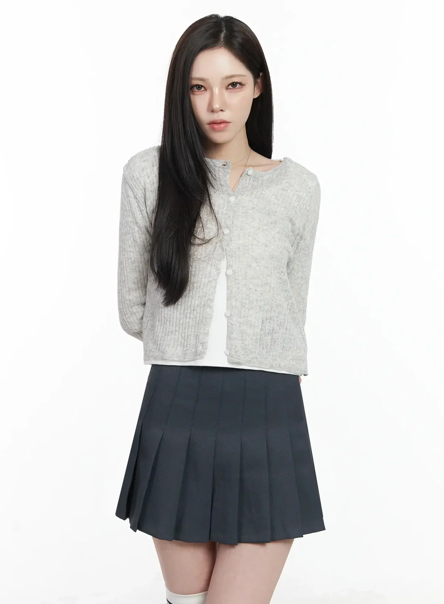 Basic Ribbed Cardigan IJ528 - Image 3