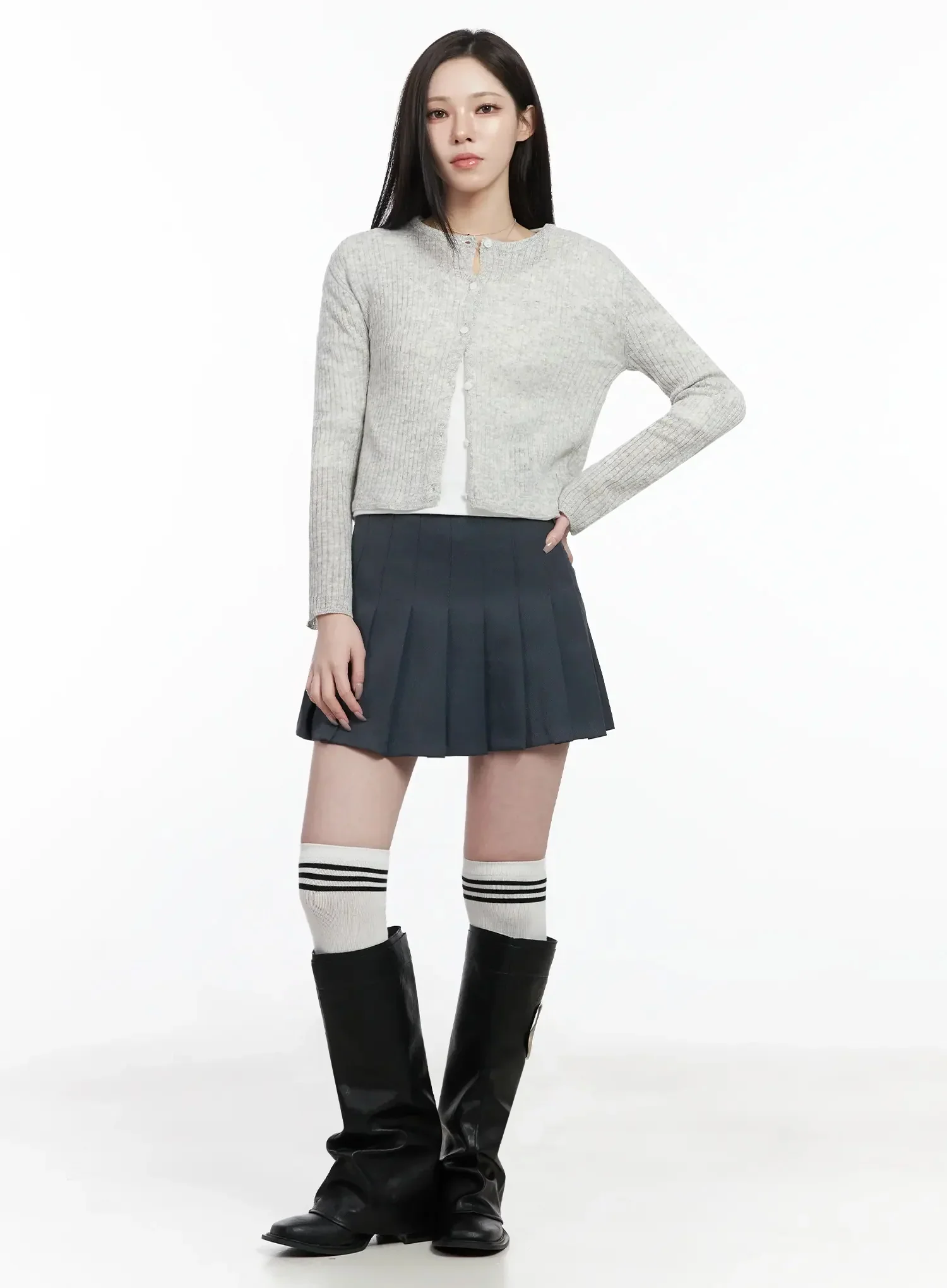 Basic Ribbed Cardigan IJ528 - Image 5