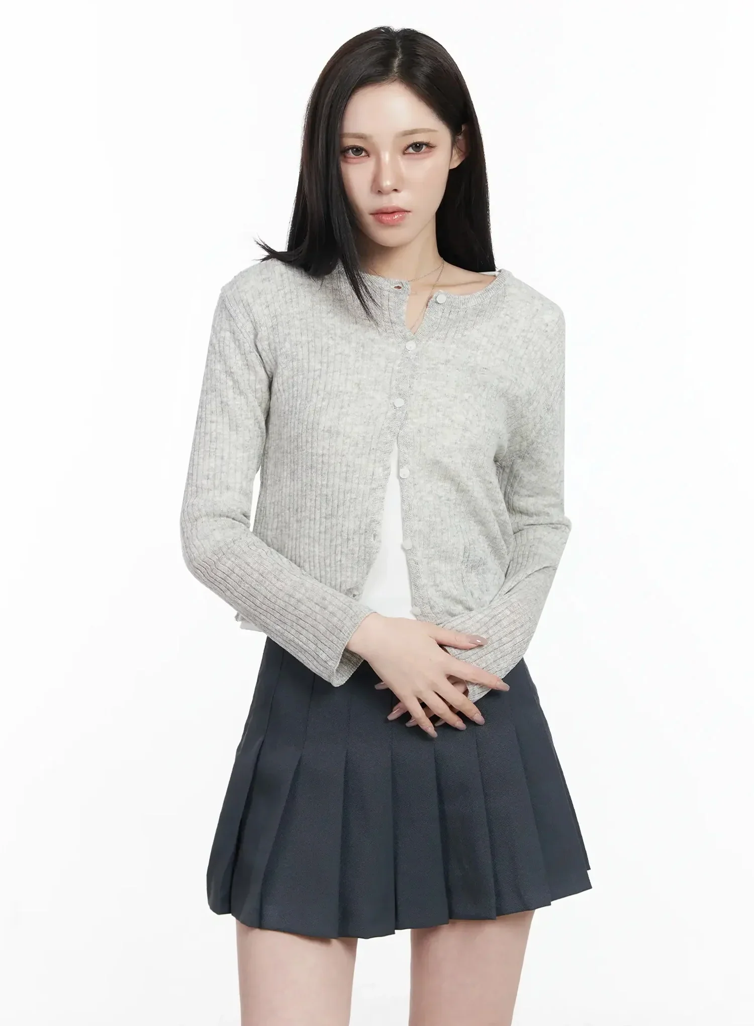 Basic Ribbed Cardigan IJ528 - Image 7