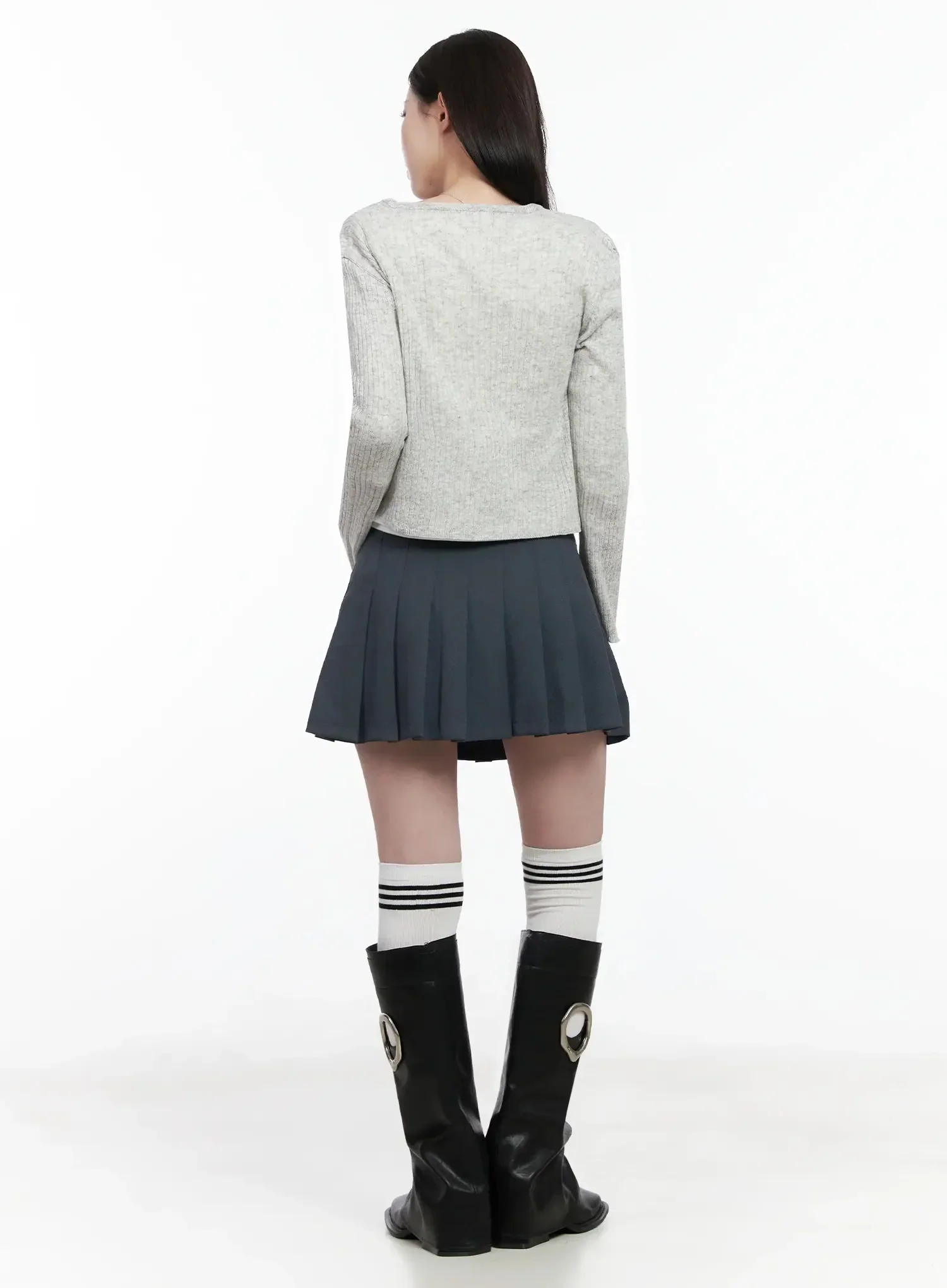 Basic Ribbed Cardigan IJ528 - Image 9
