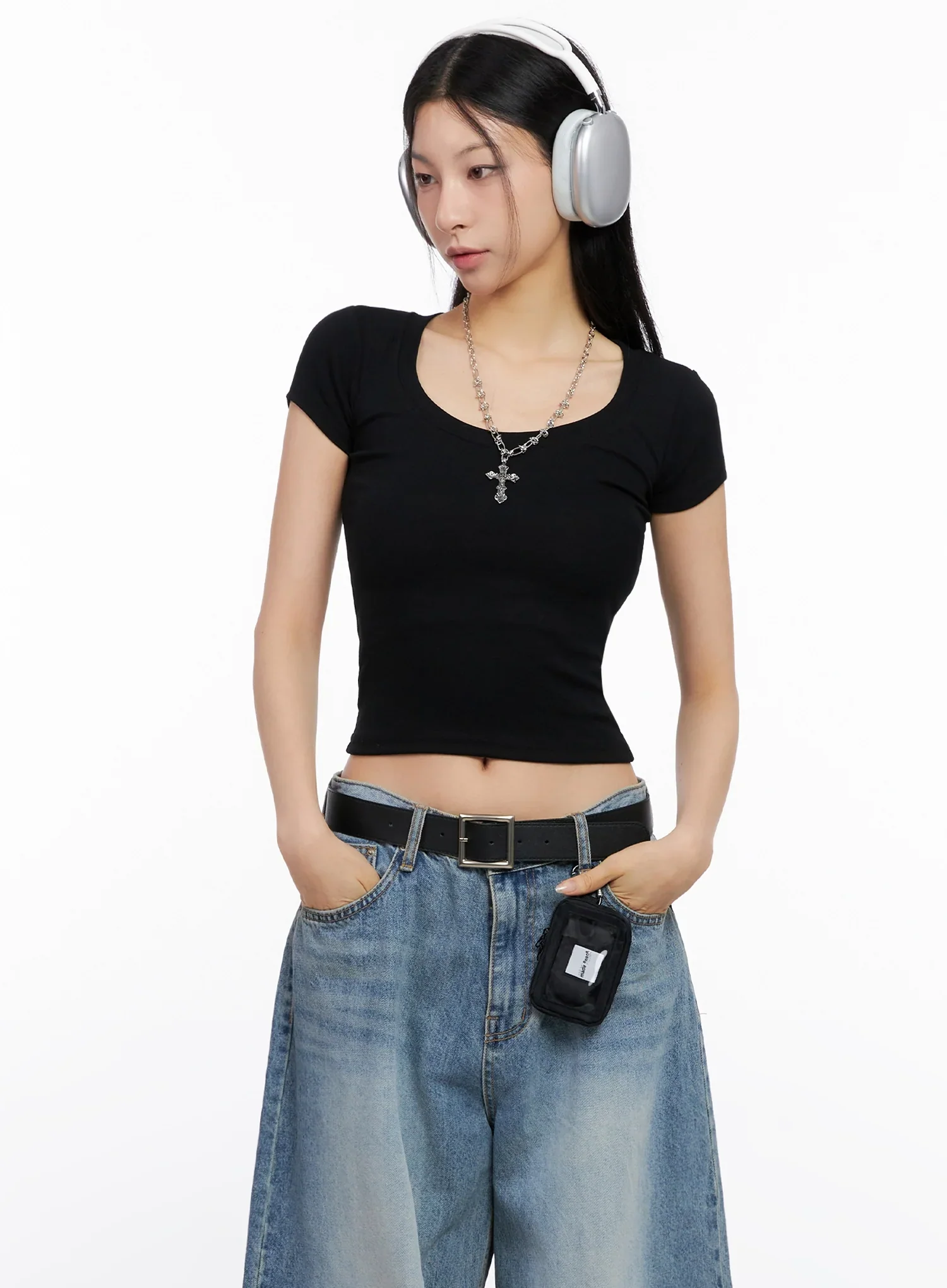 Basic Ribbed Cropped Tee IG508