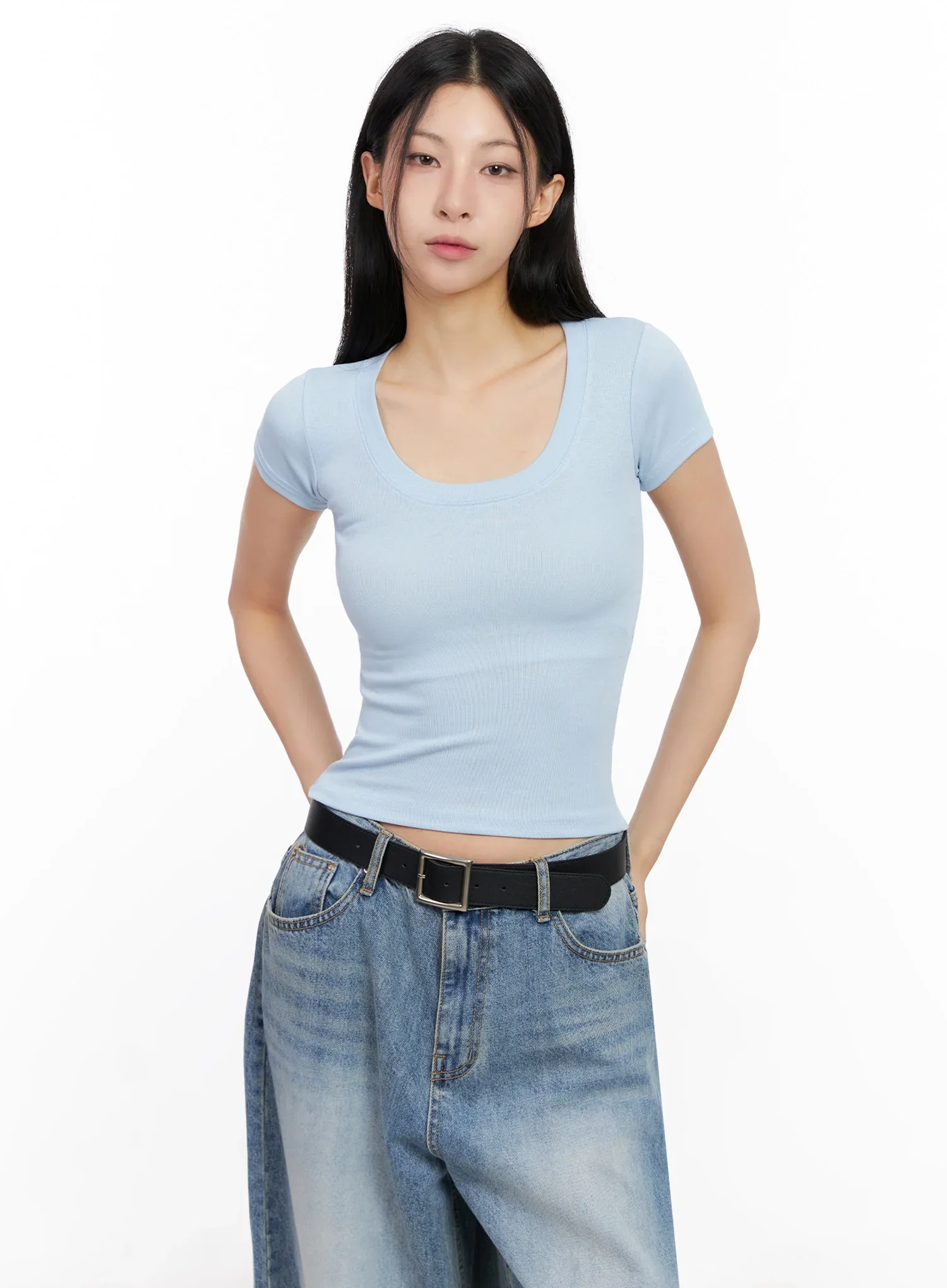 Basic Ribbed Cropped Tee IG508 - Image 10