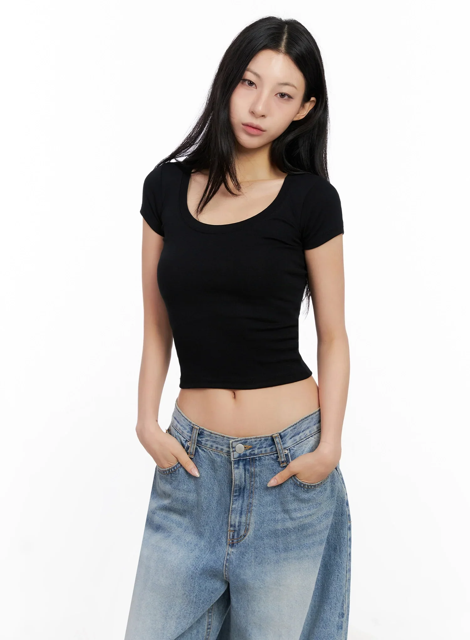 Basic Ribbed Cropped Tee IG508 - Image 15