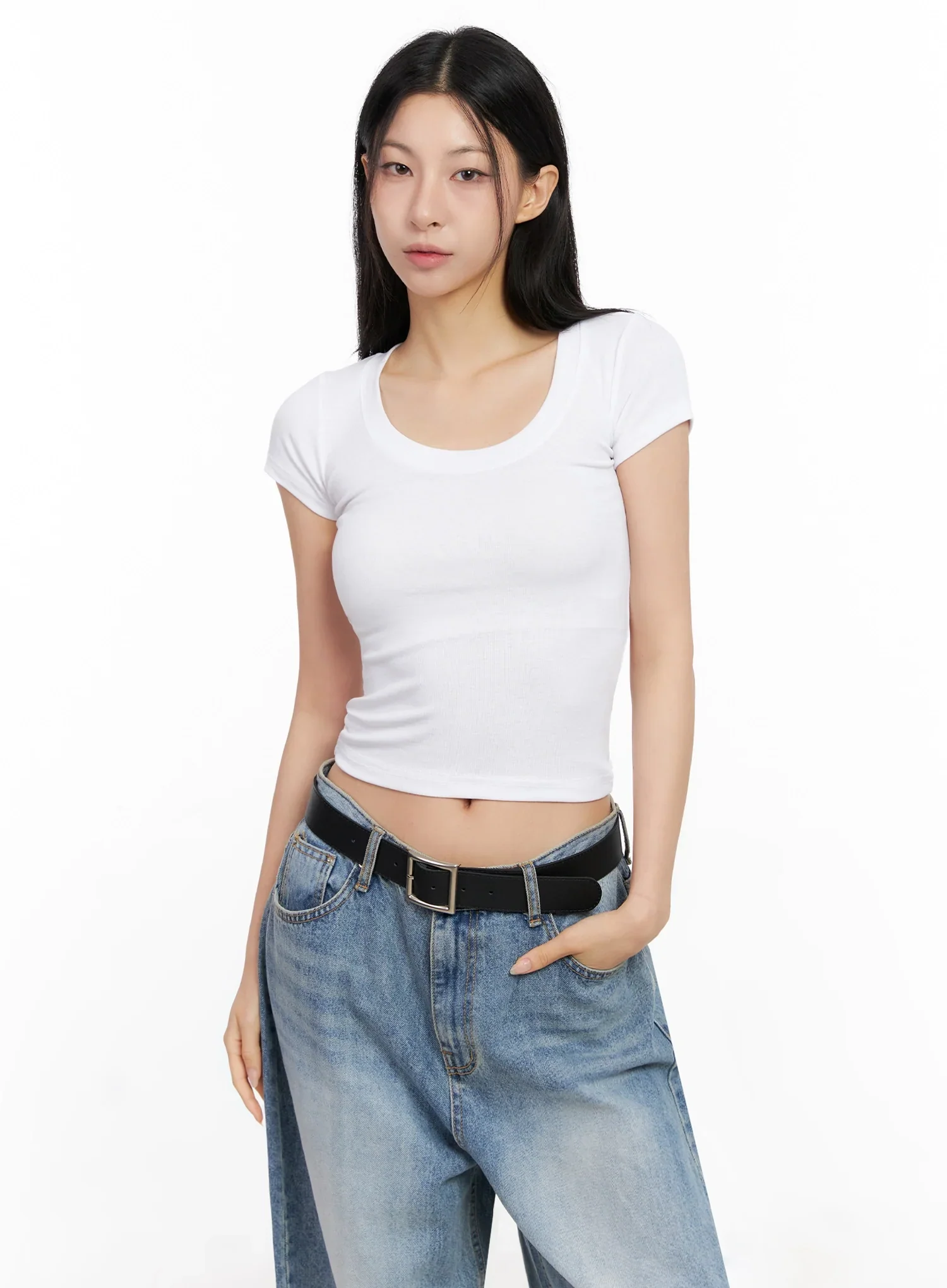 Basic Ribbed Cropped Tee IG508 - Image 16