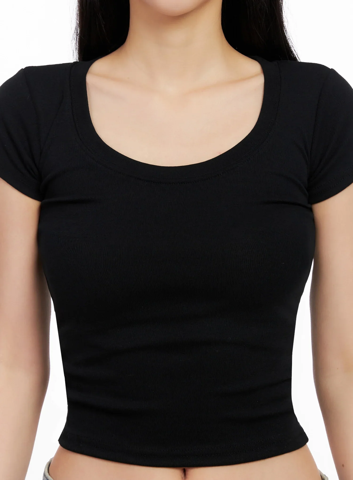 Basic Ribbed Cropped Tee IG508 - Image 3