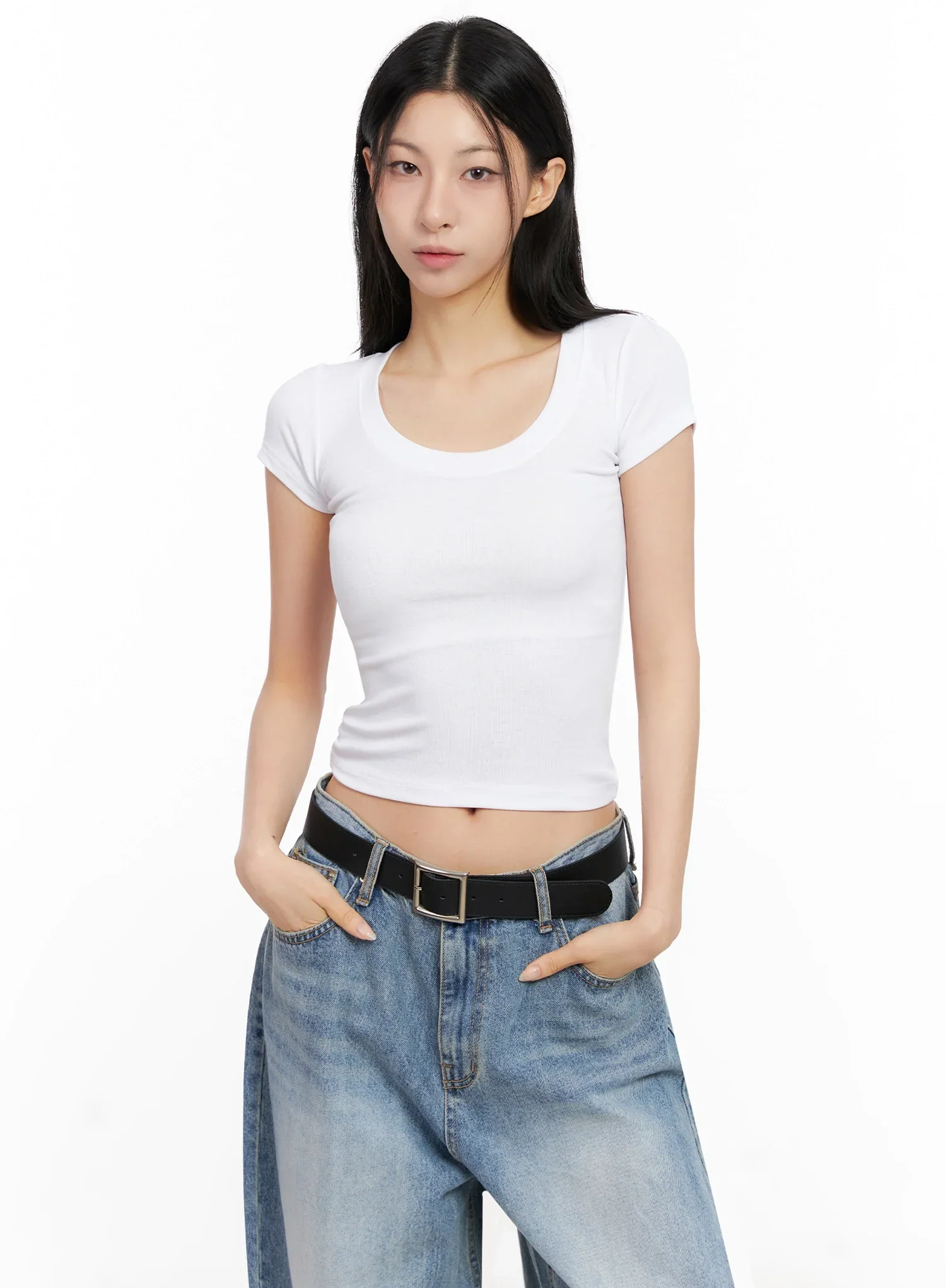 Basic Ribbed Cropped Tee IG508 - Image 6