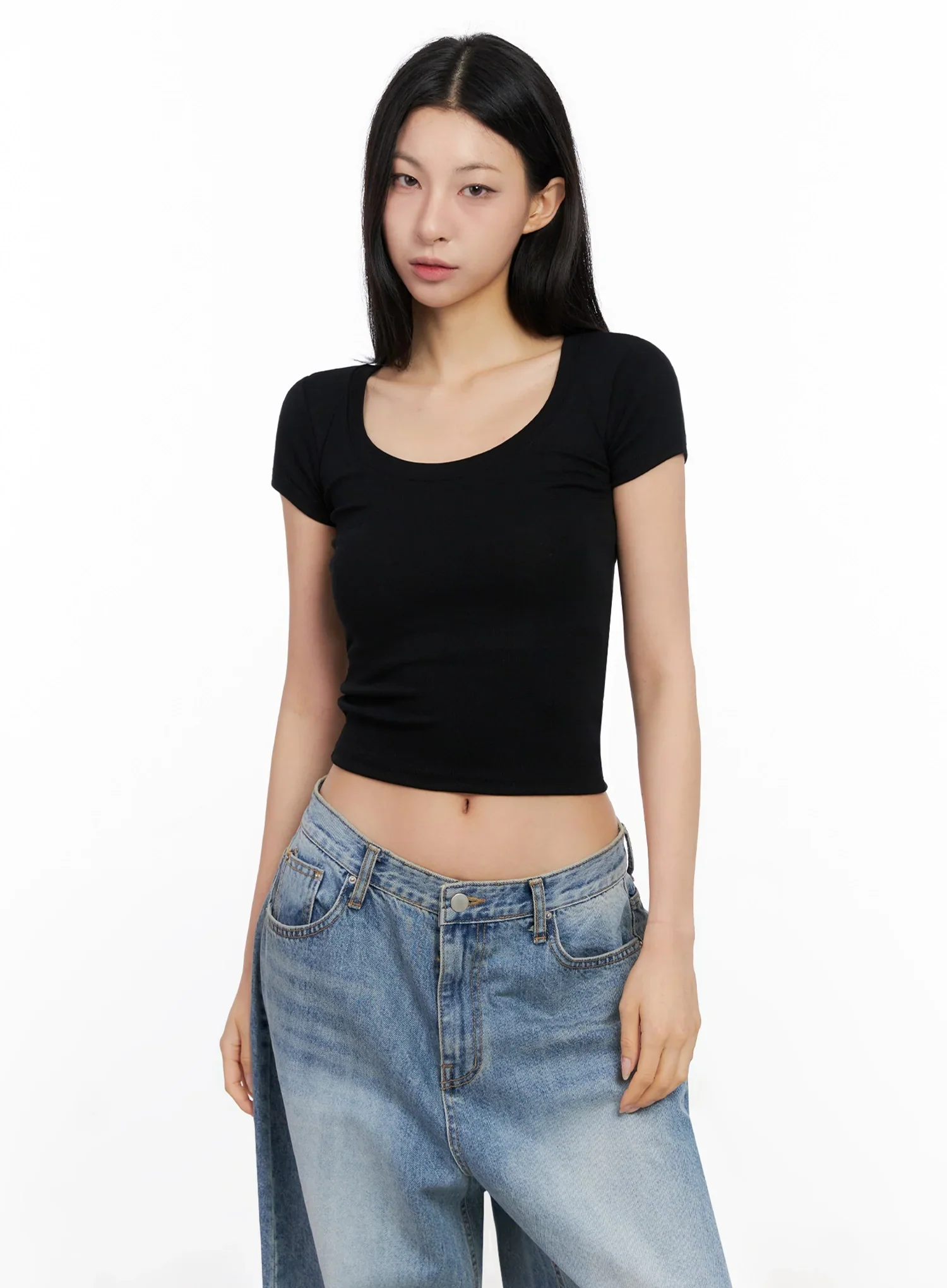 Basic Ribbed Cropped Tee IG508 - Image 7