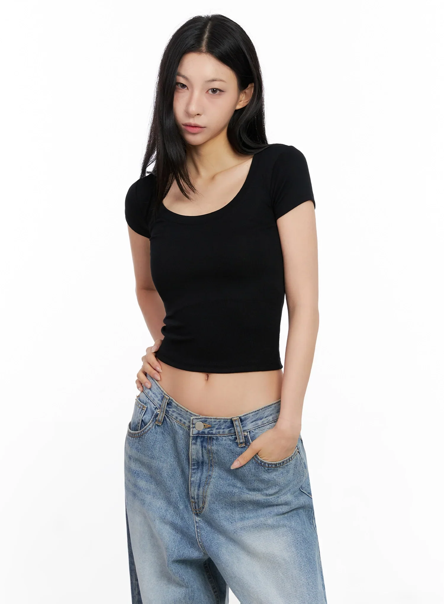 Basic Ribbed Cropped Tee IG508 - Image 8