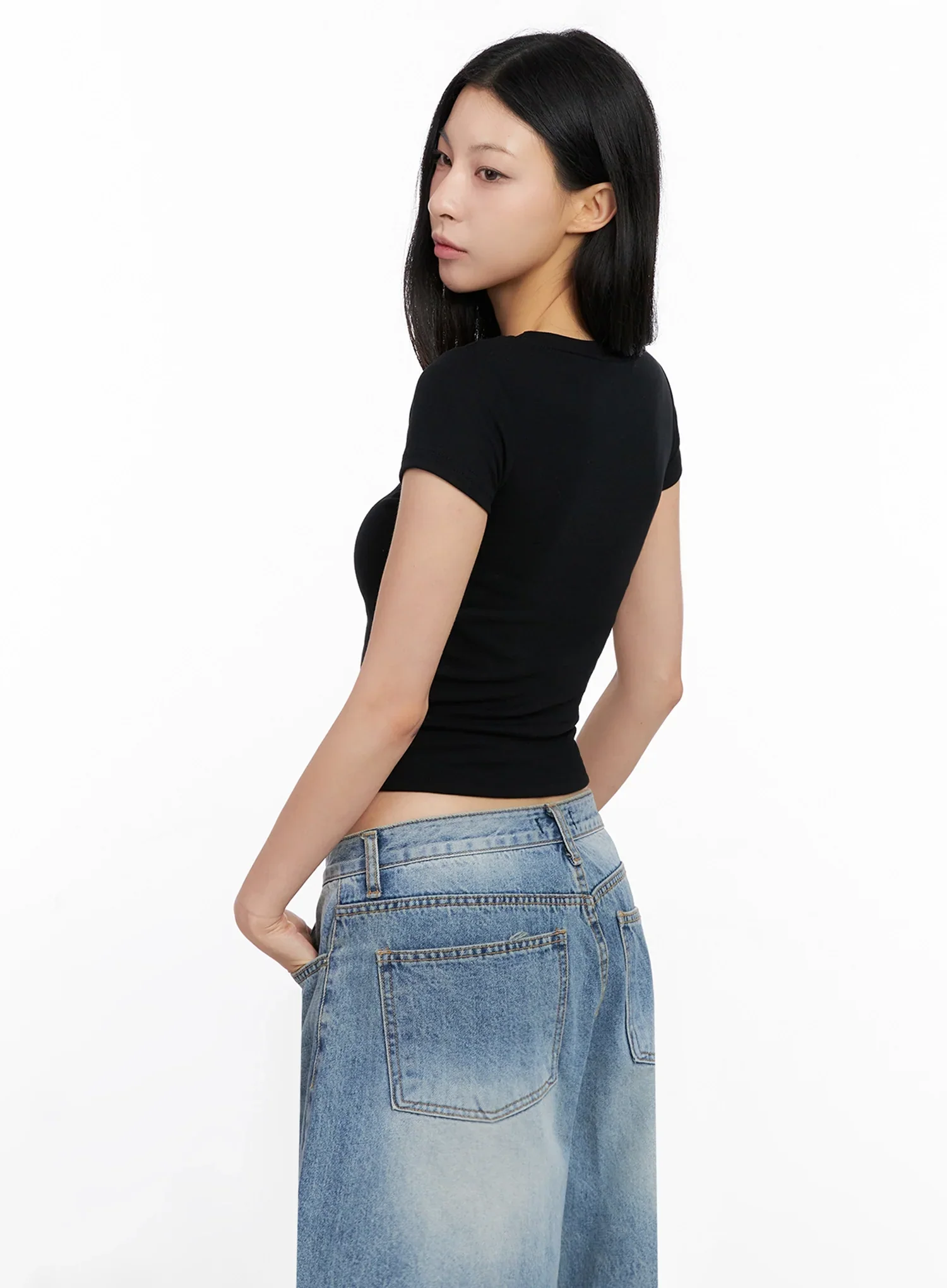 Basic Ribbed Cropped Tee IG508 - Image 9