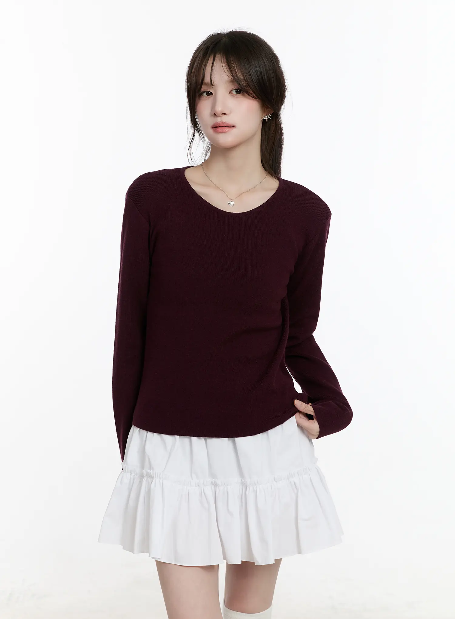 Basic Round Neck Long Sleeve Top CM505 - Image 2