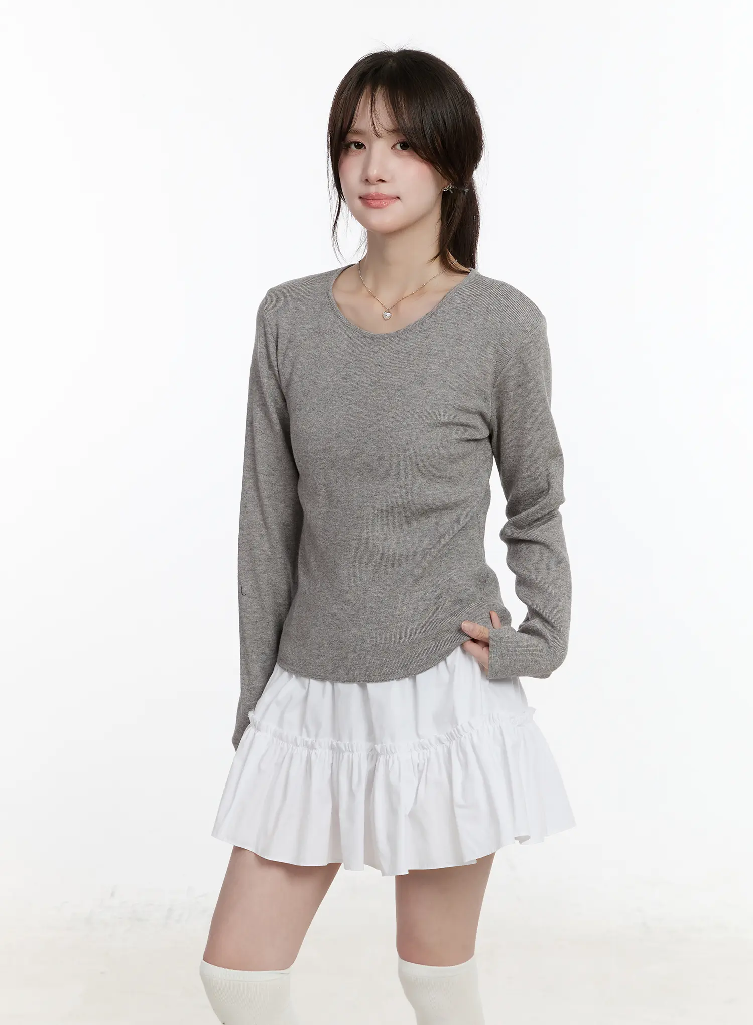 Basic Round Neck Long Sleeve Top CM505 - Image 7