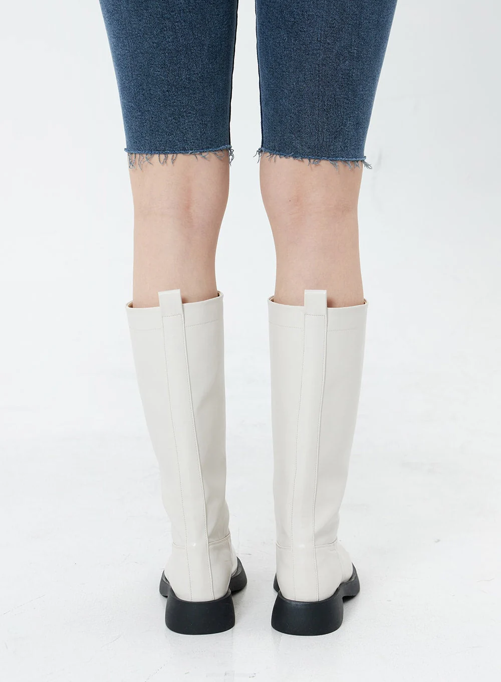 Basic Round Toe Wide Long Boots OS19 - Image 4