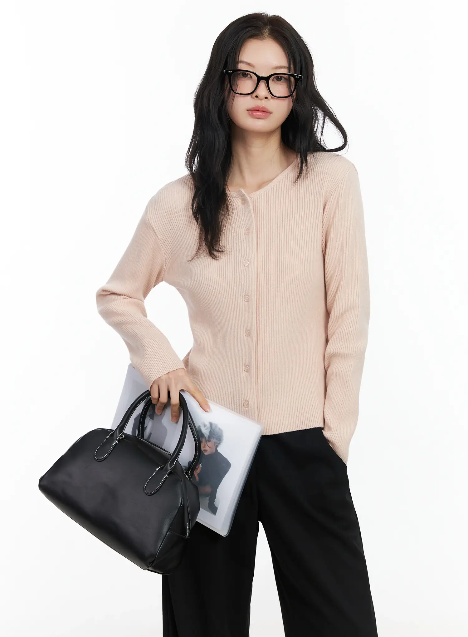 Basic Slim Round Neck Cardigan IM524