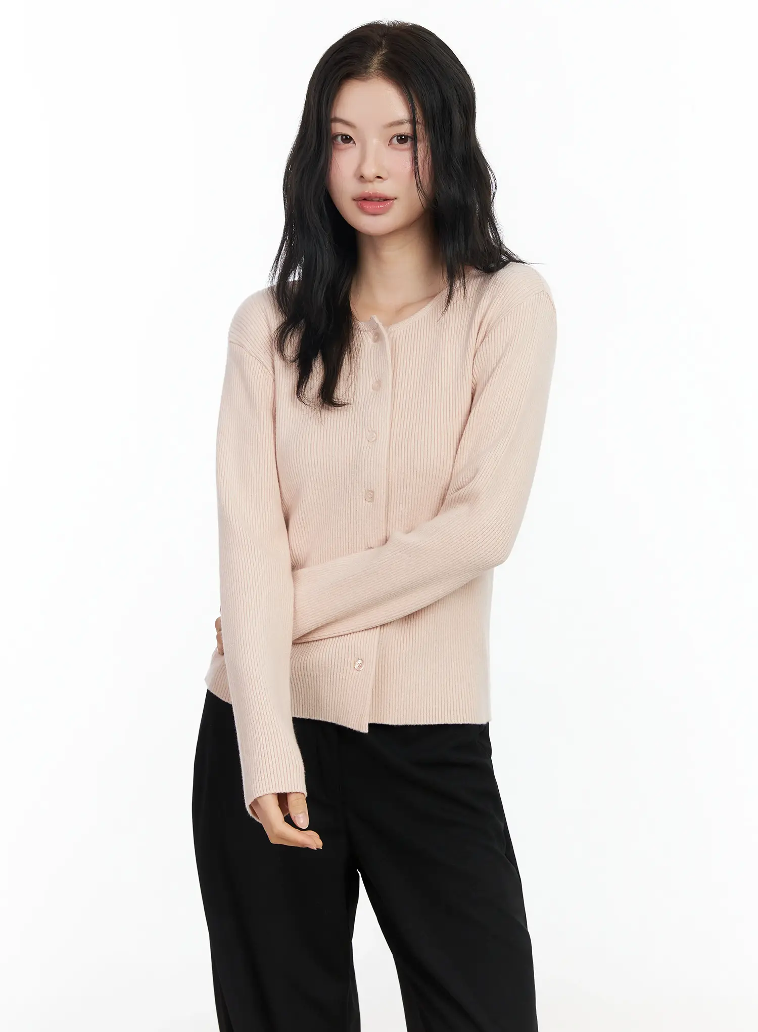 Basic Slim Round Neck Cardigan IM524 - Image 11
