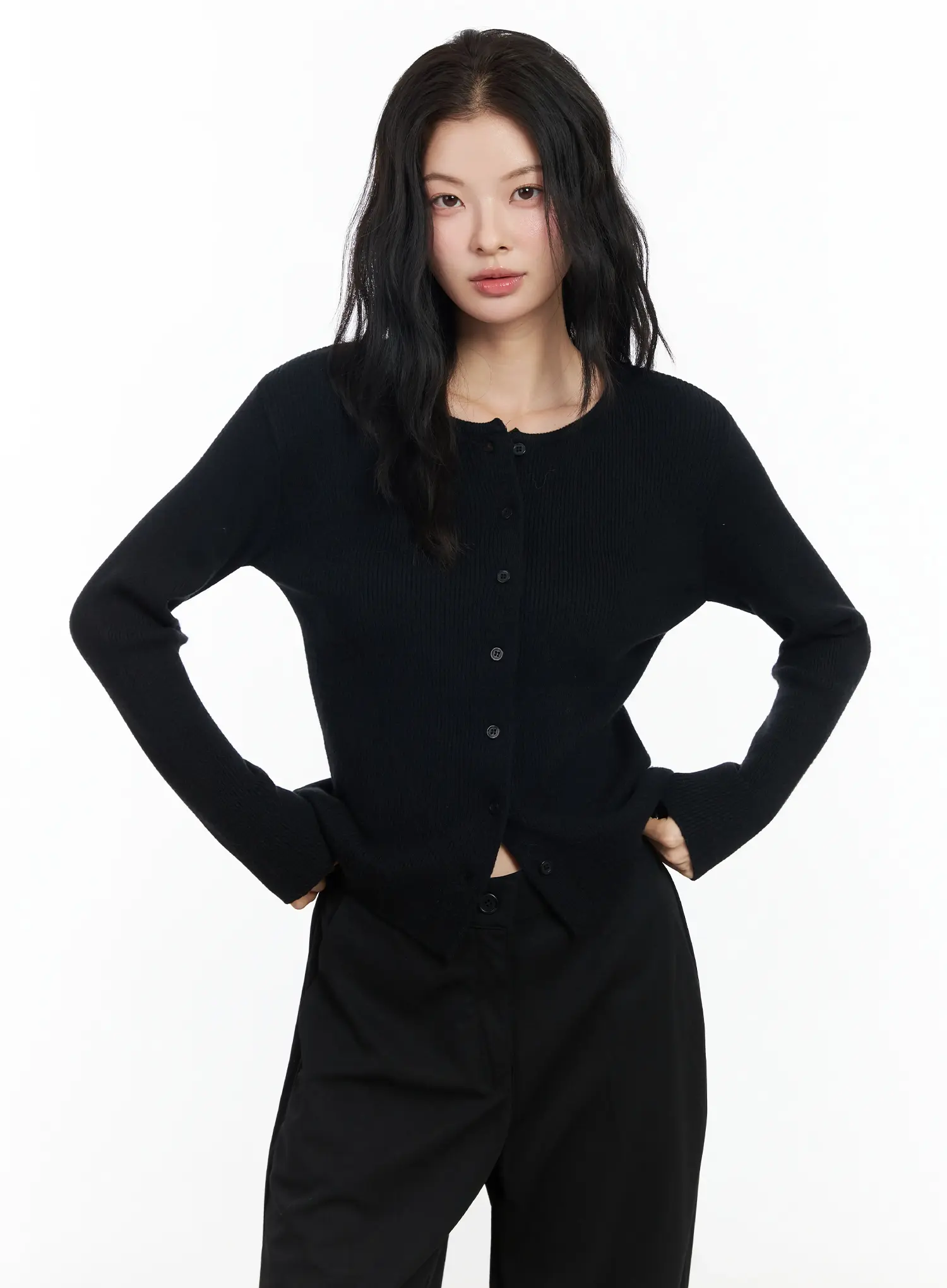 Basic Slim Round Neck Cardigan IM524 - Image 14