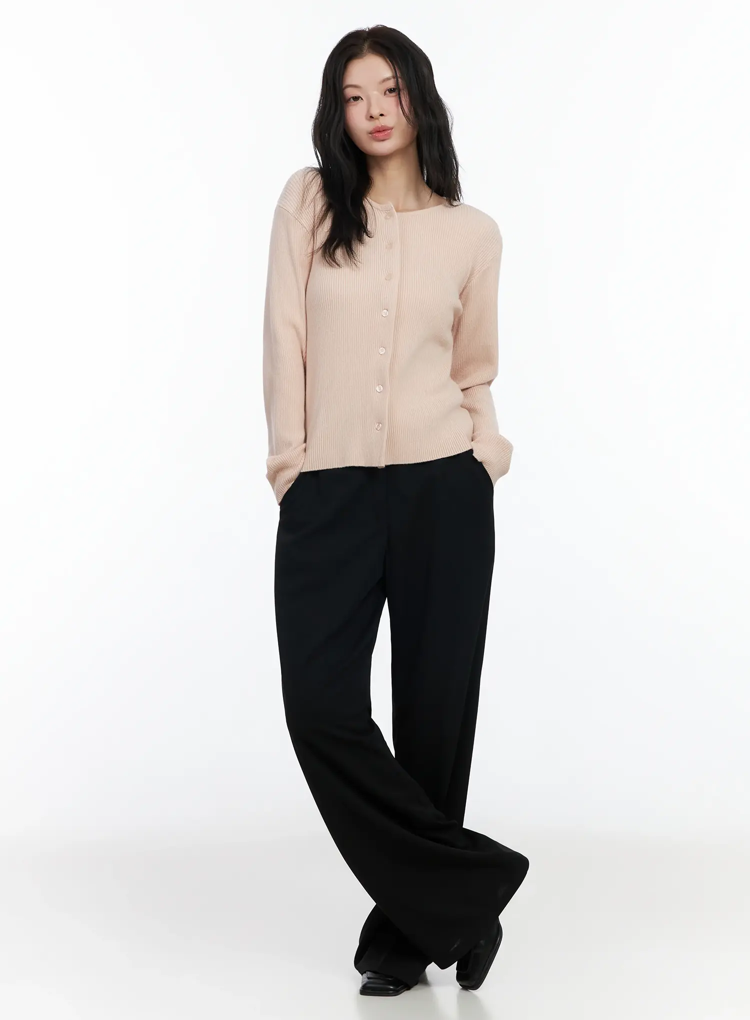 Basic Slim Round Neck Cardigan IM524 - Image 3