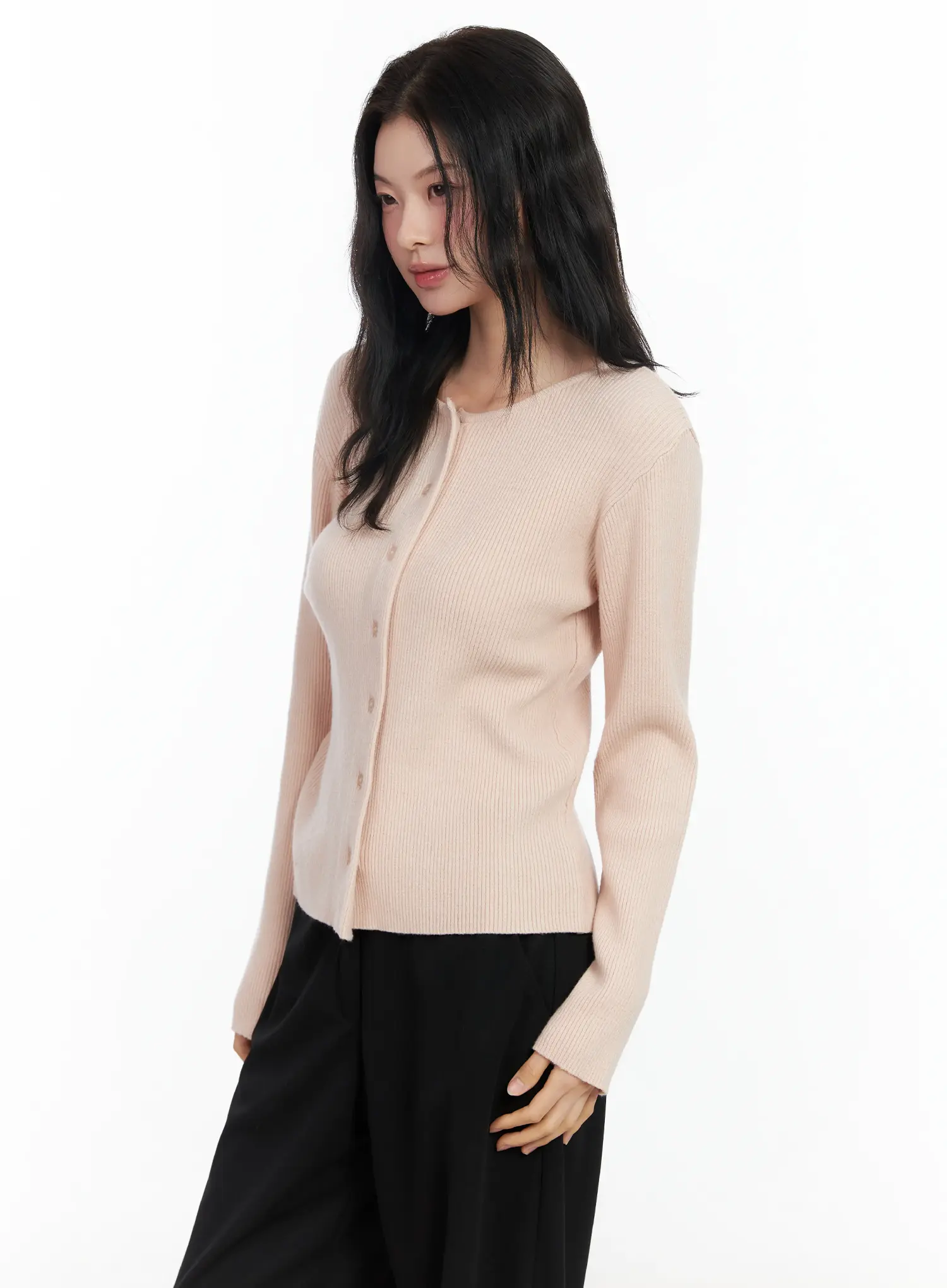 Basic Slim Round Neck Cardigan IM524 - Image 7