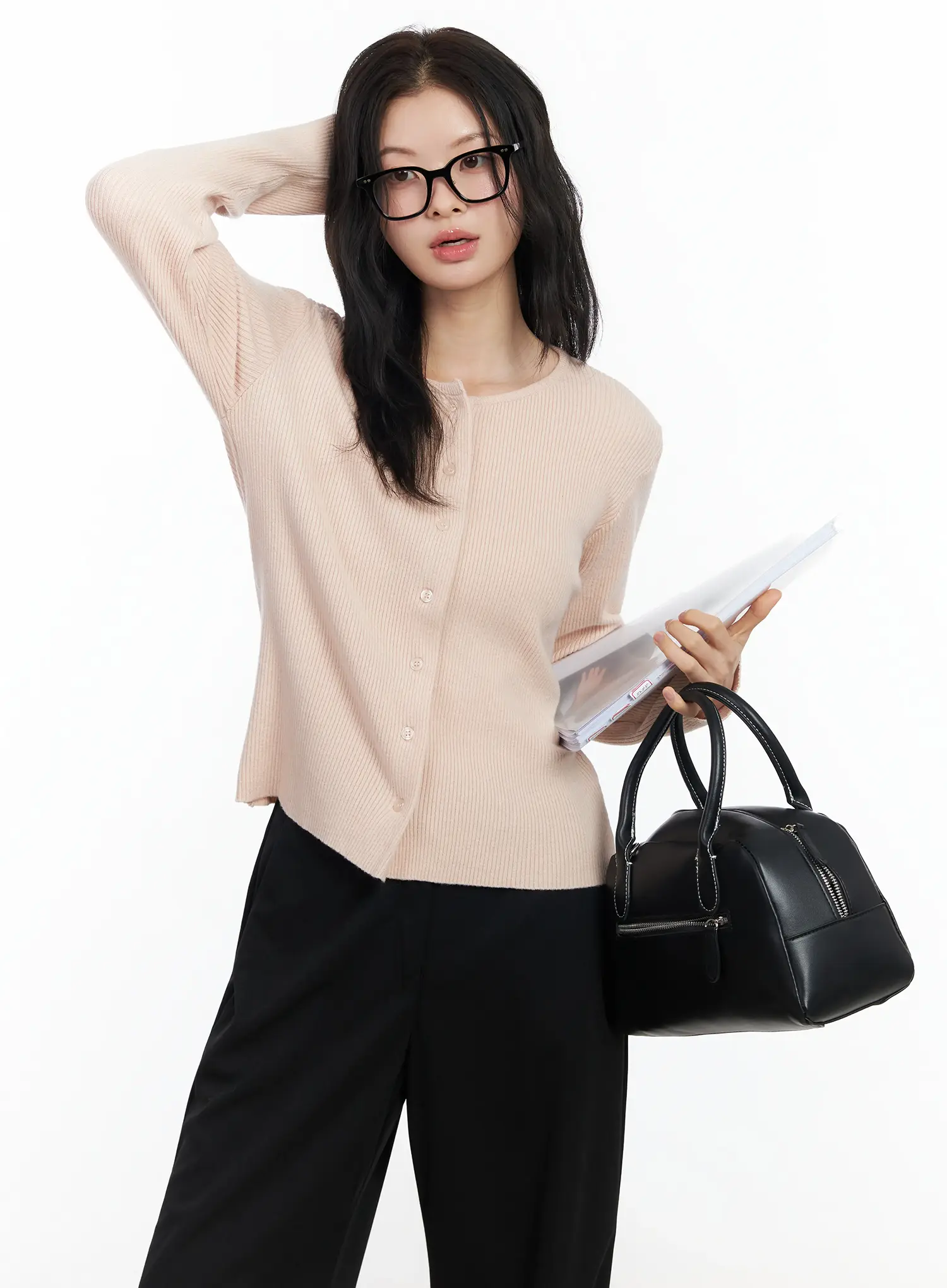 Basic Slim Round Neck Cardigan IM524 - Image 9