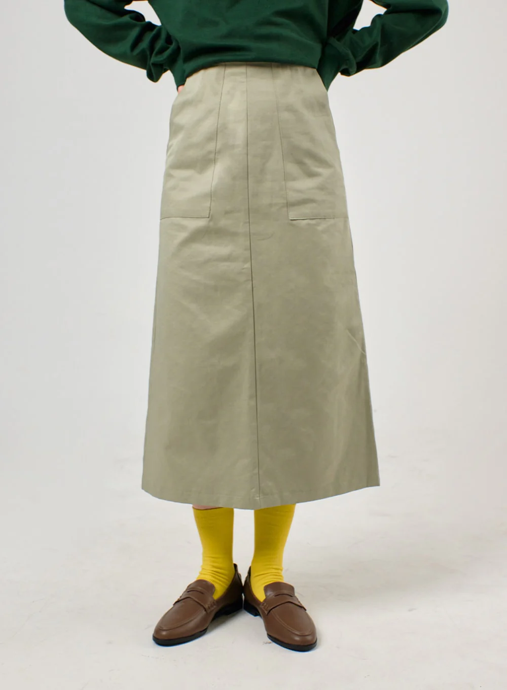 Basic Solid Mid Skirt OF406 - Image 2