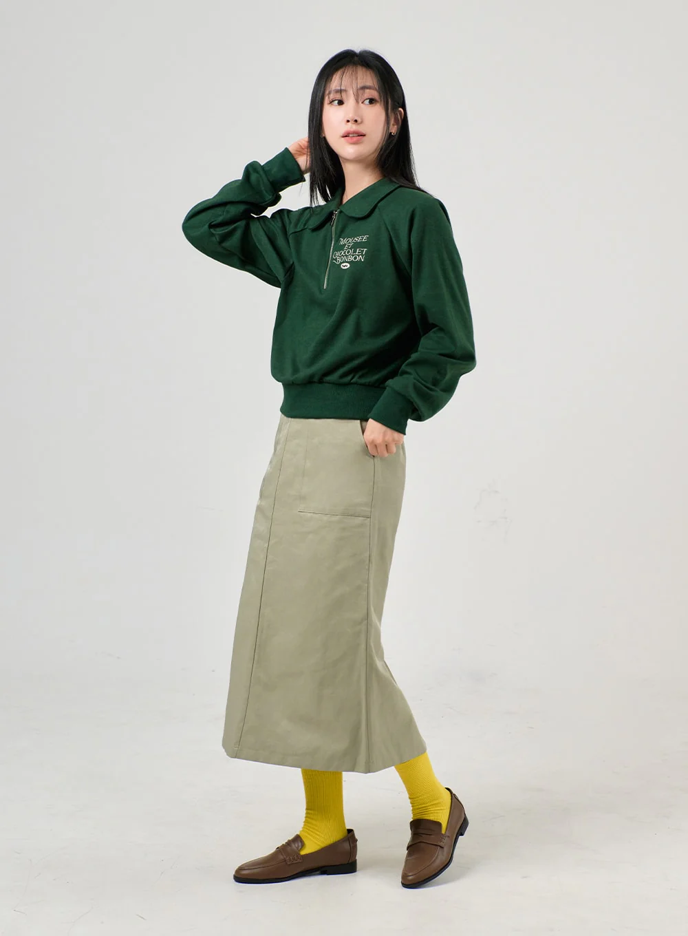 Basic Solid Mid Skirt OF406 - Image 3