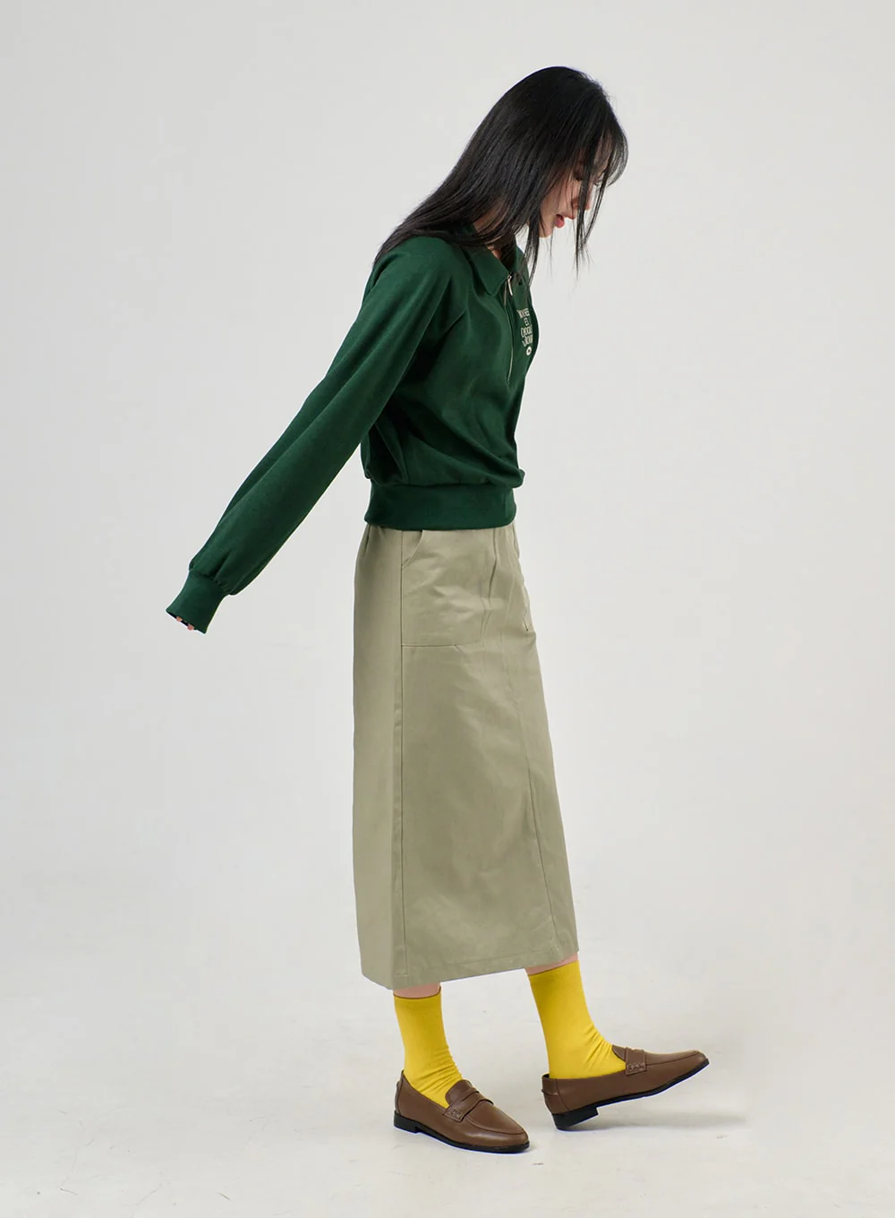 Basic Solid Mid Skirt OF406 - Image 4
