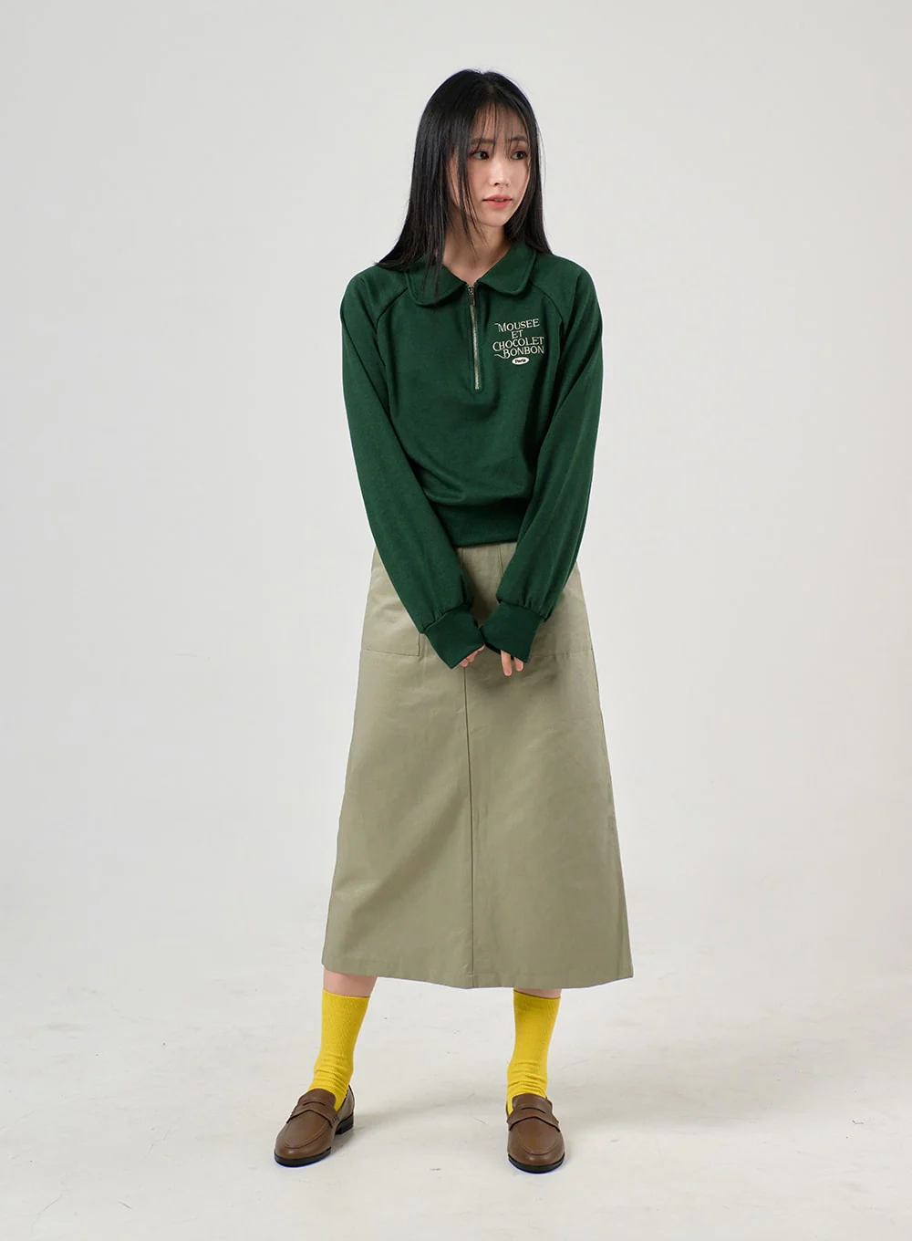 Basic Solid Mid Skirt OF406 - Image 6