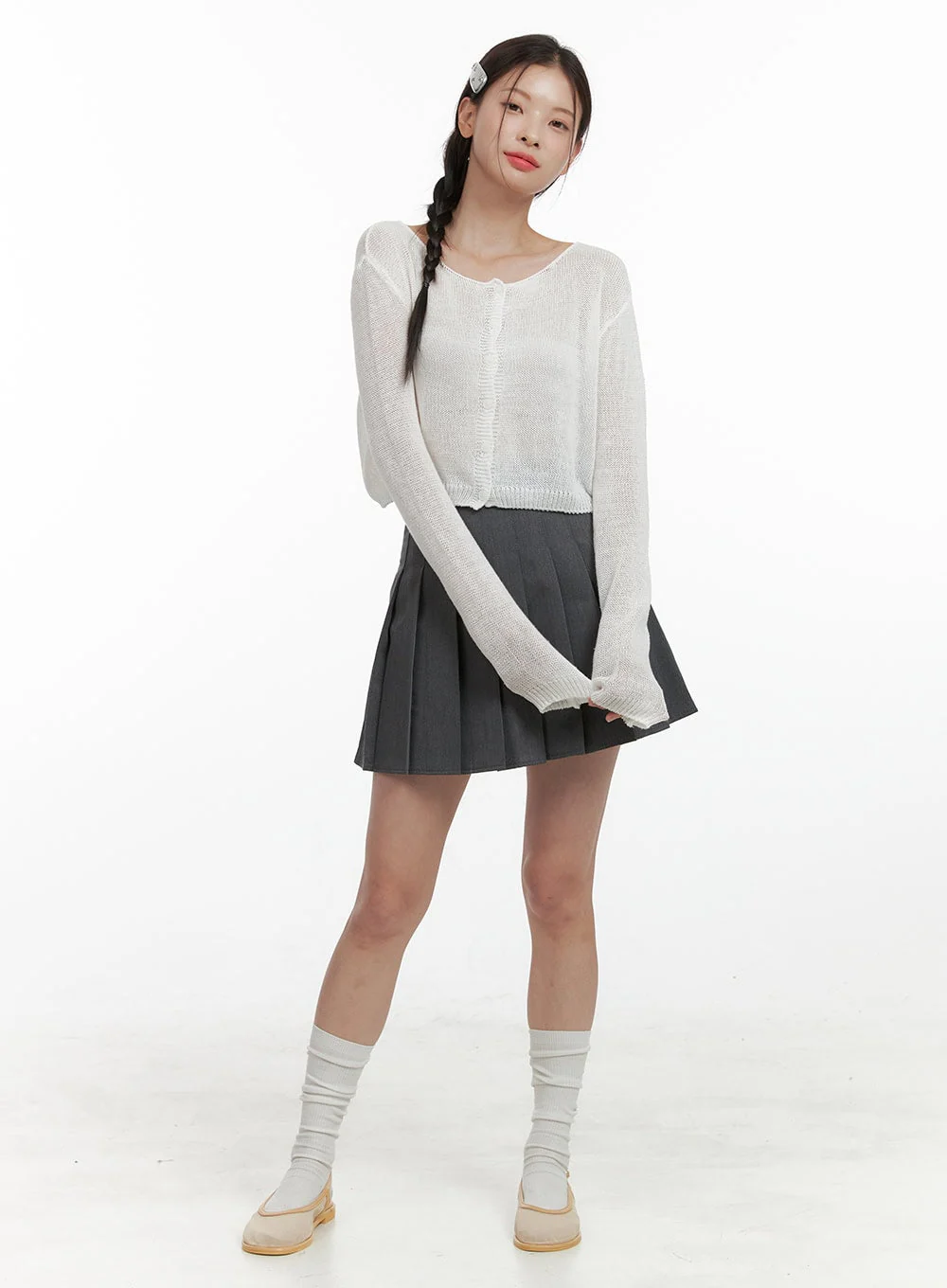 Basic Summer Buttoned Mesh Cardigan OL411 - Image 2