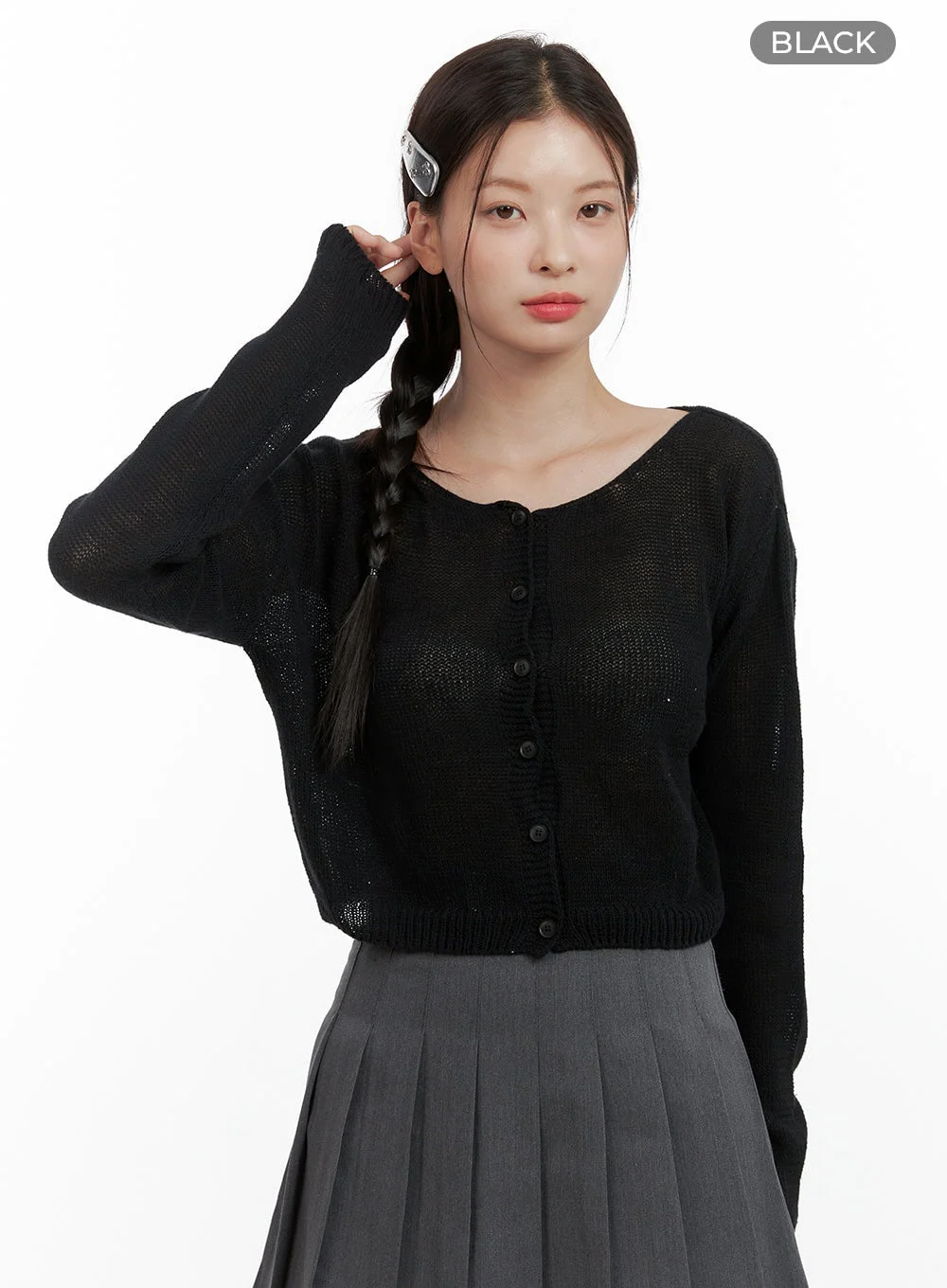 Basic Summer Buttoned Mesh Cardigan OL411 - Image 9