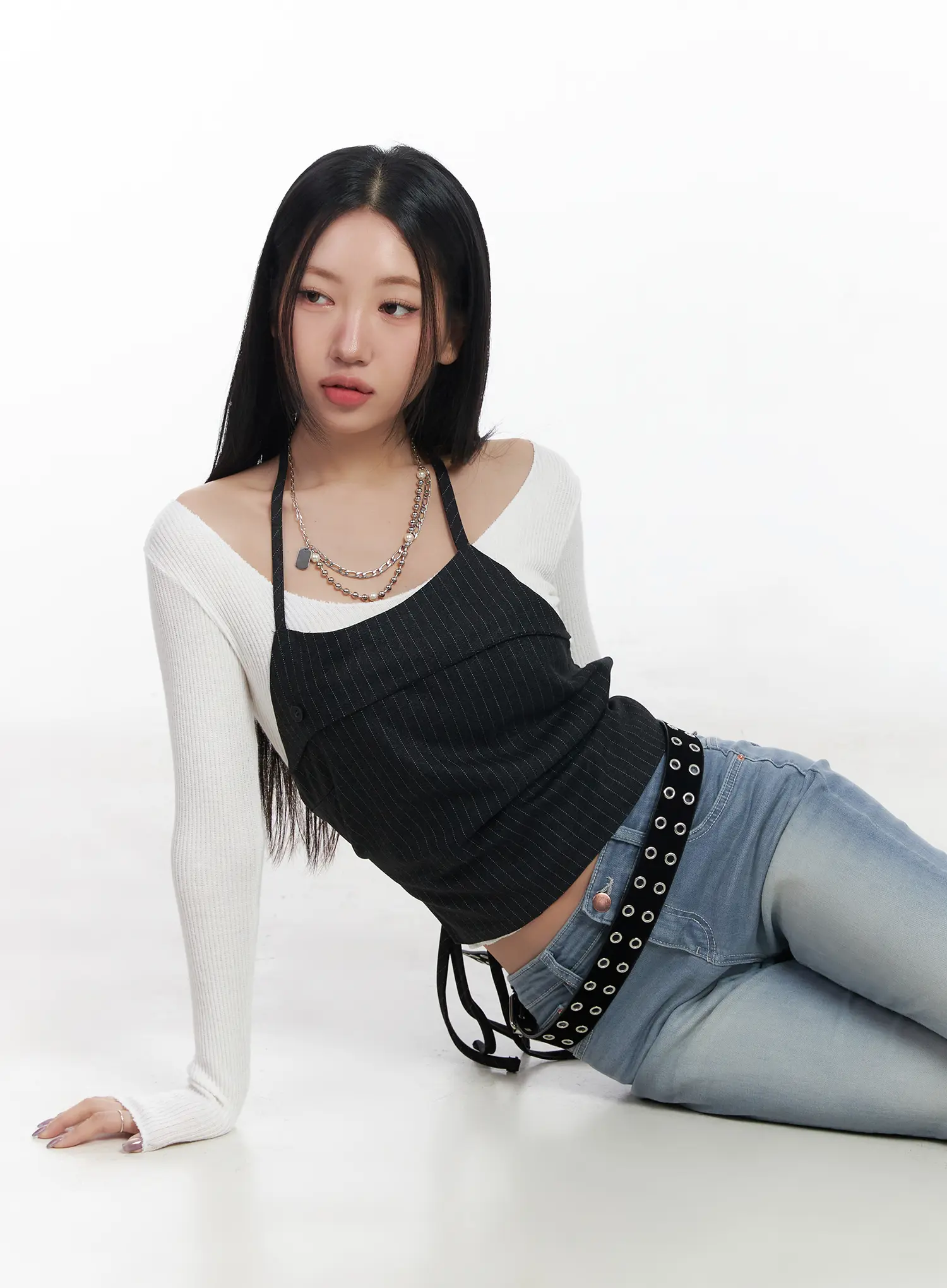 Basic V-Neck Ribbed Long Sleeve Top CF503 - Image 8