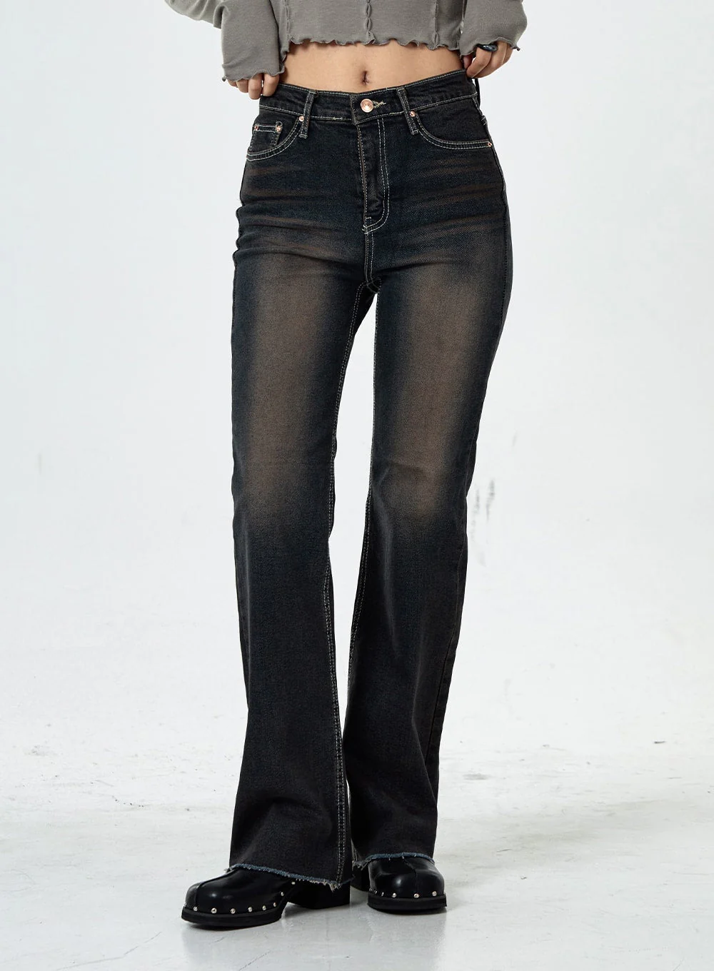 Basic Washed Bootcut Jeans CS07 - Image 2