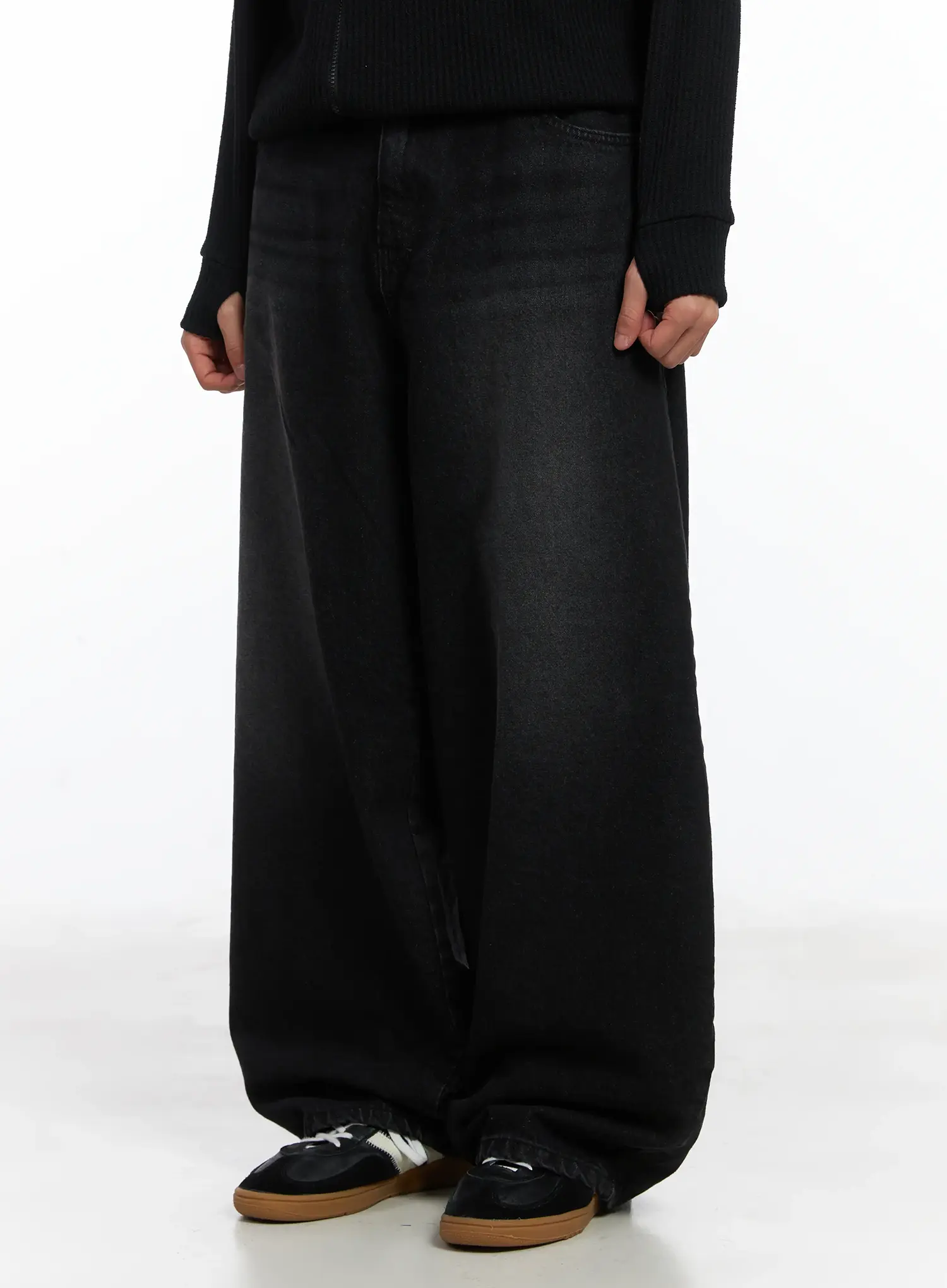 Basic Wide Leg Black Jeans ID515 - Image 4